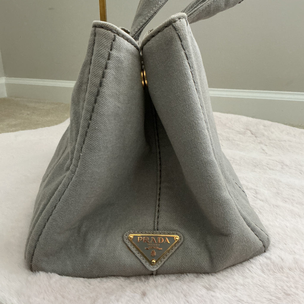PRADA DENIM GRAY CANAPA HANDBAG COA INCLUDED