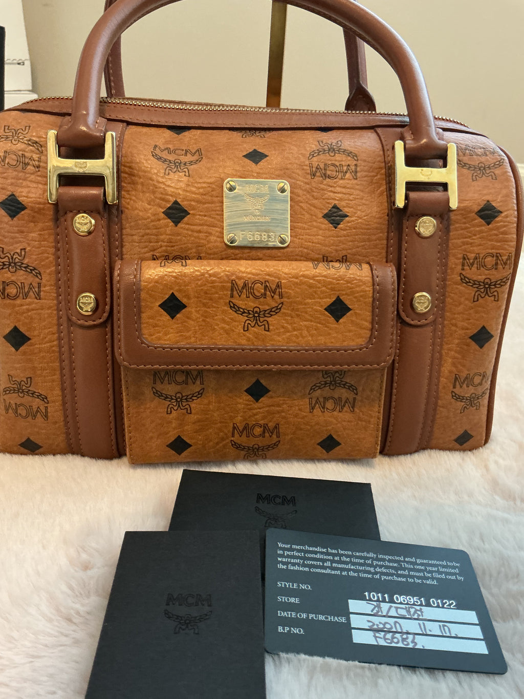 MCM LIMITED EDITION MONOGRAM BOSTON BAG
