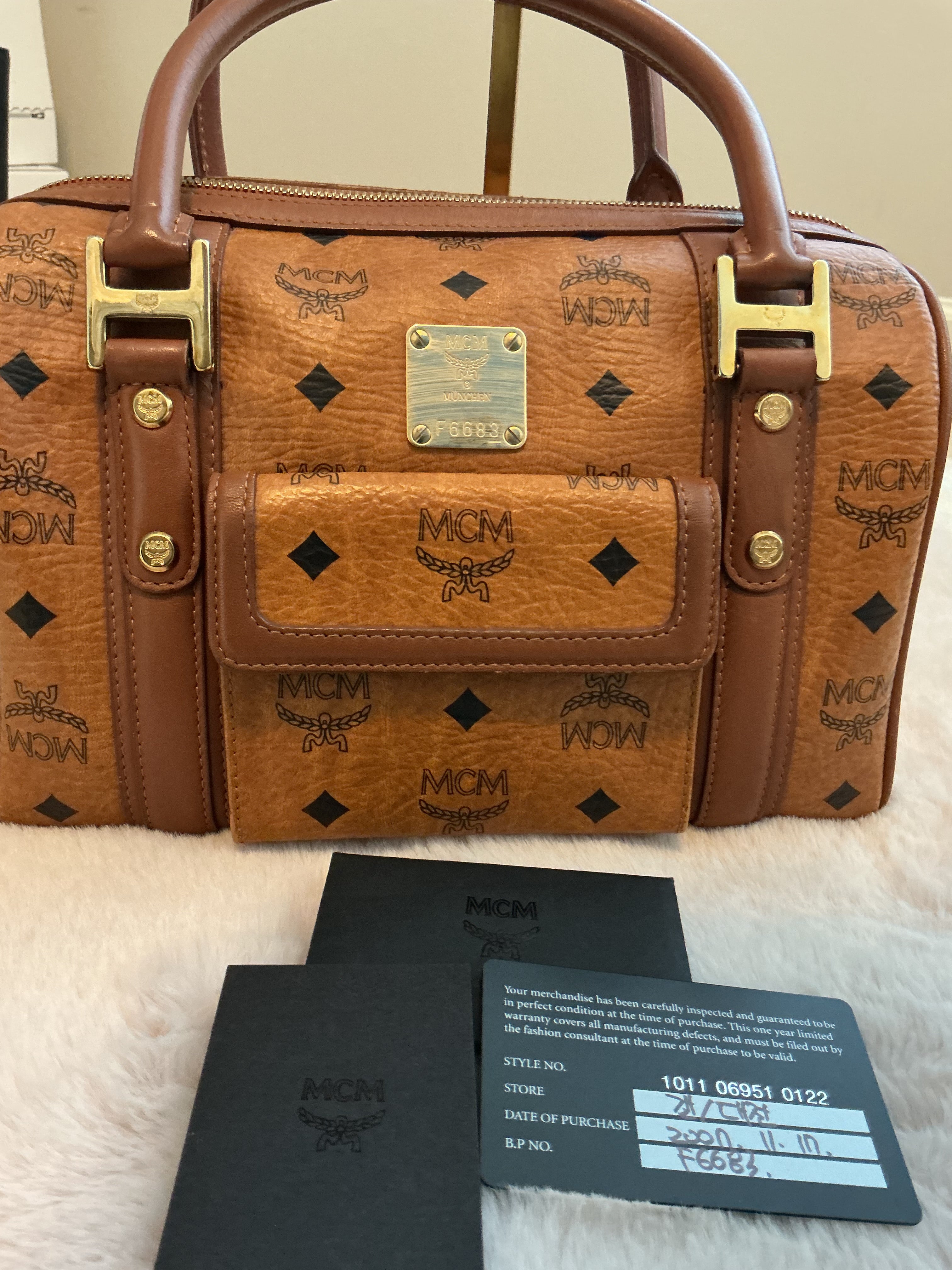 MCM LIMITED EDITION MONOGRAM BOSTON BAG
