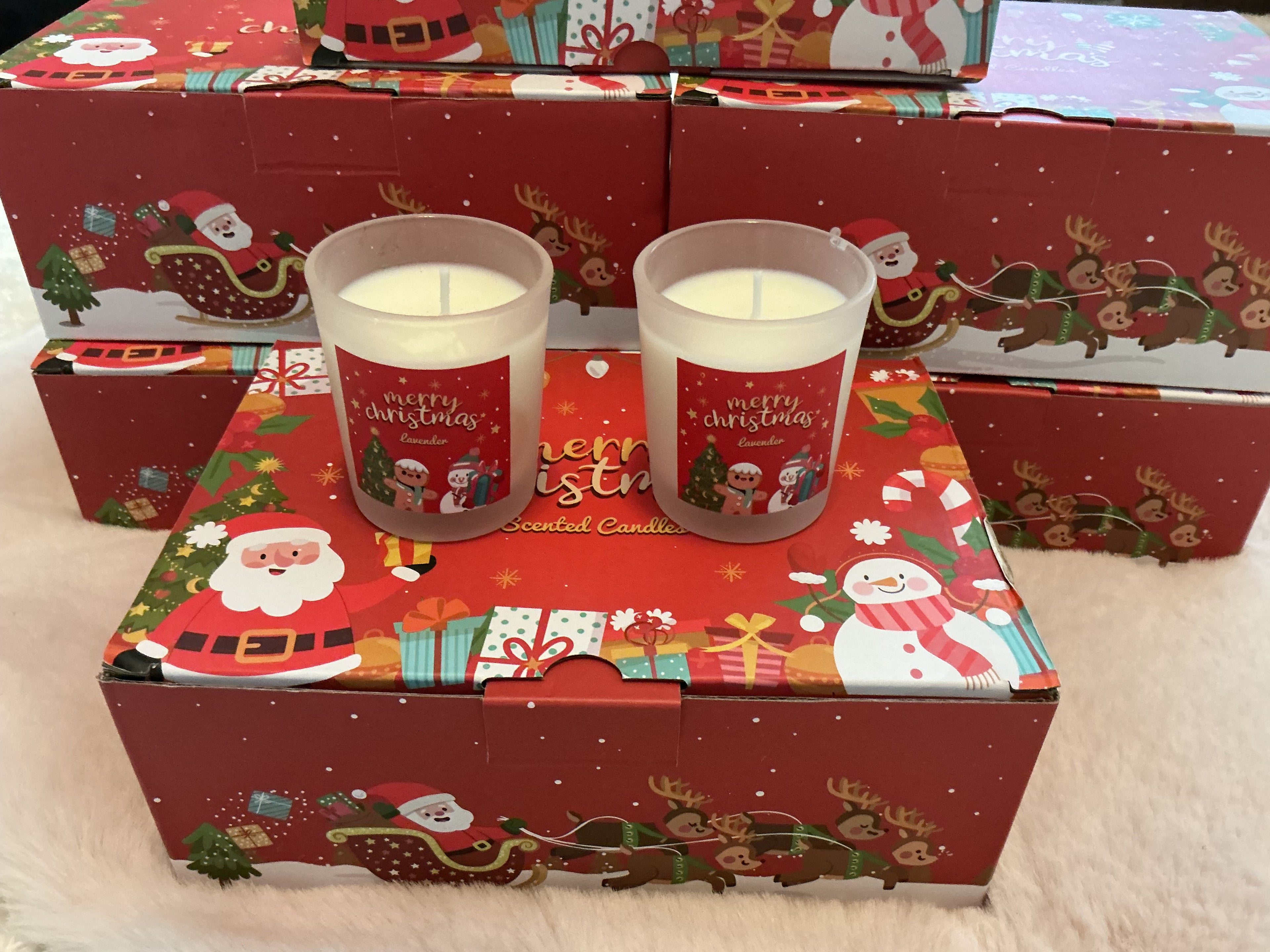 HOLIDAY THEMED SET OF 6 VOTIVE CANDLES WITH GIFT BOX