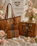 Set of 3 MATCHING MCM TOTE BOSTON BAG AND COMPACT WALLET
