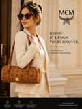 MCM VISETOS COGNAC MONOGRAM BARREL BAG