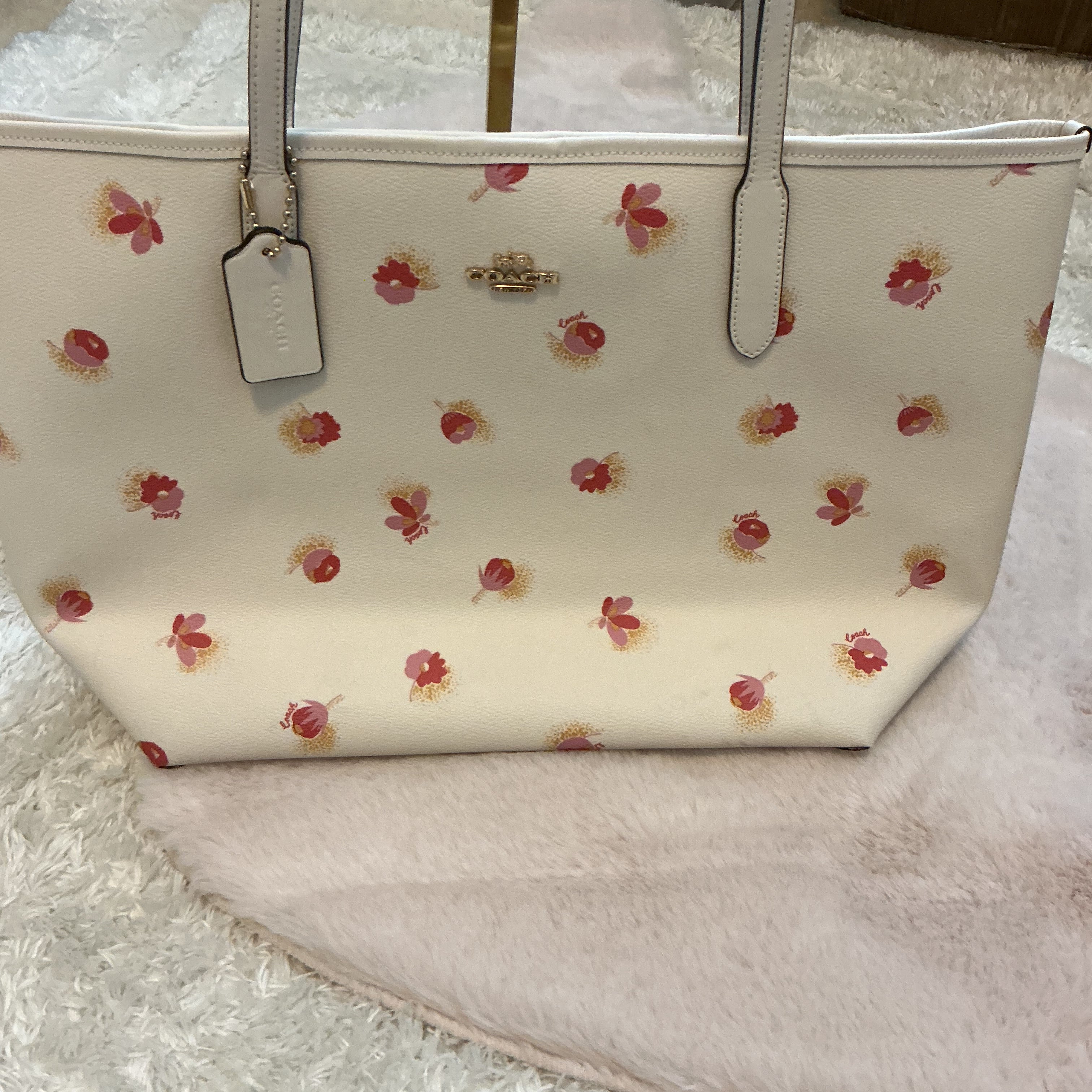 COACH FLORAL CITY CHALK TOTE