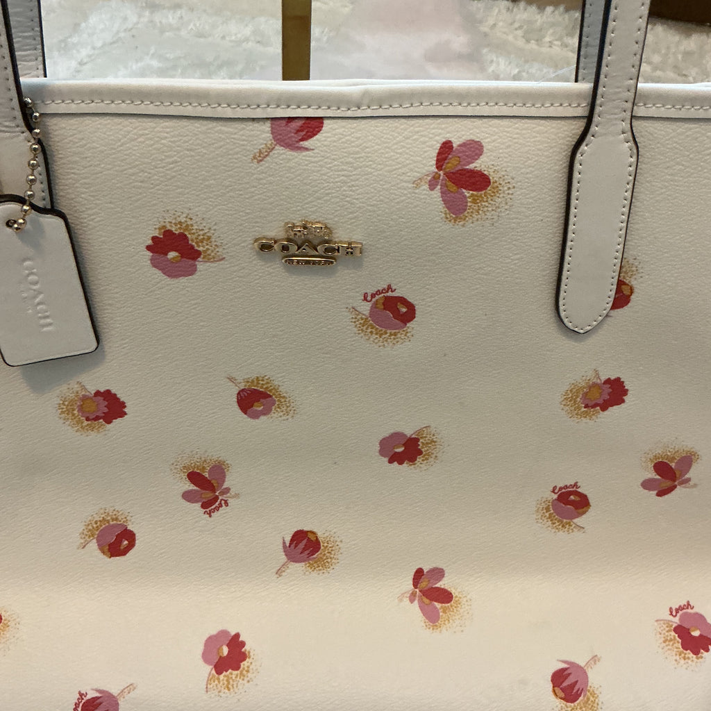 COACH FLORAL CITY CHALK TOTE