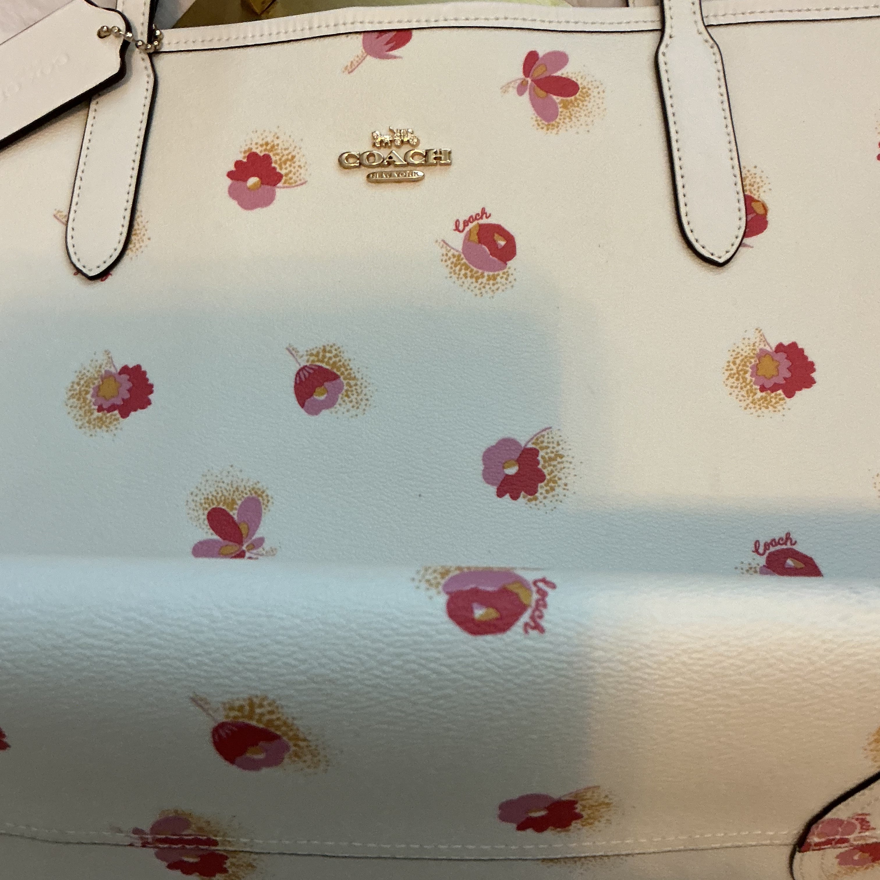 COACH FLORAL CITY CHALK TOTE