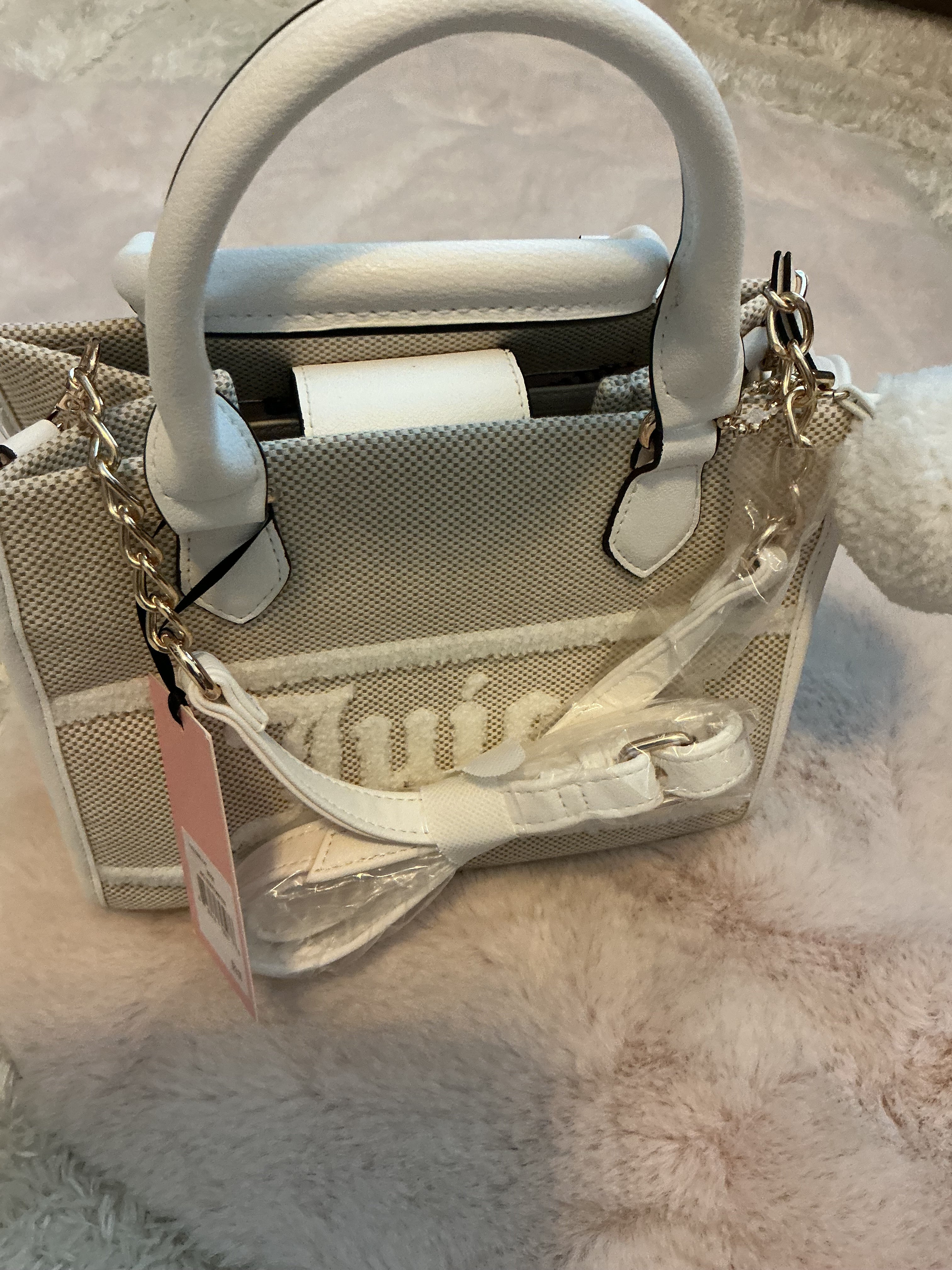 JUICY COUTURE MINI TOTE WITH BAG CHARM AND CROSSBODY STRAP