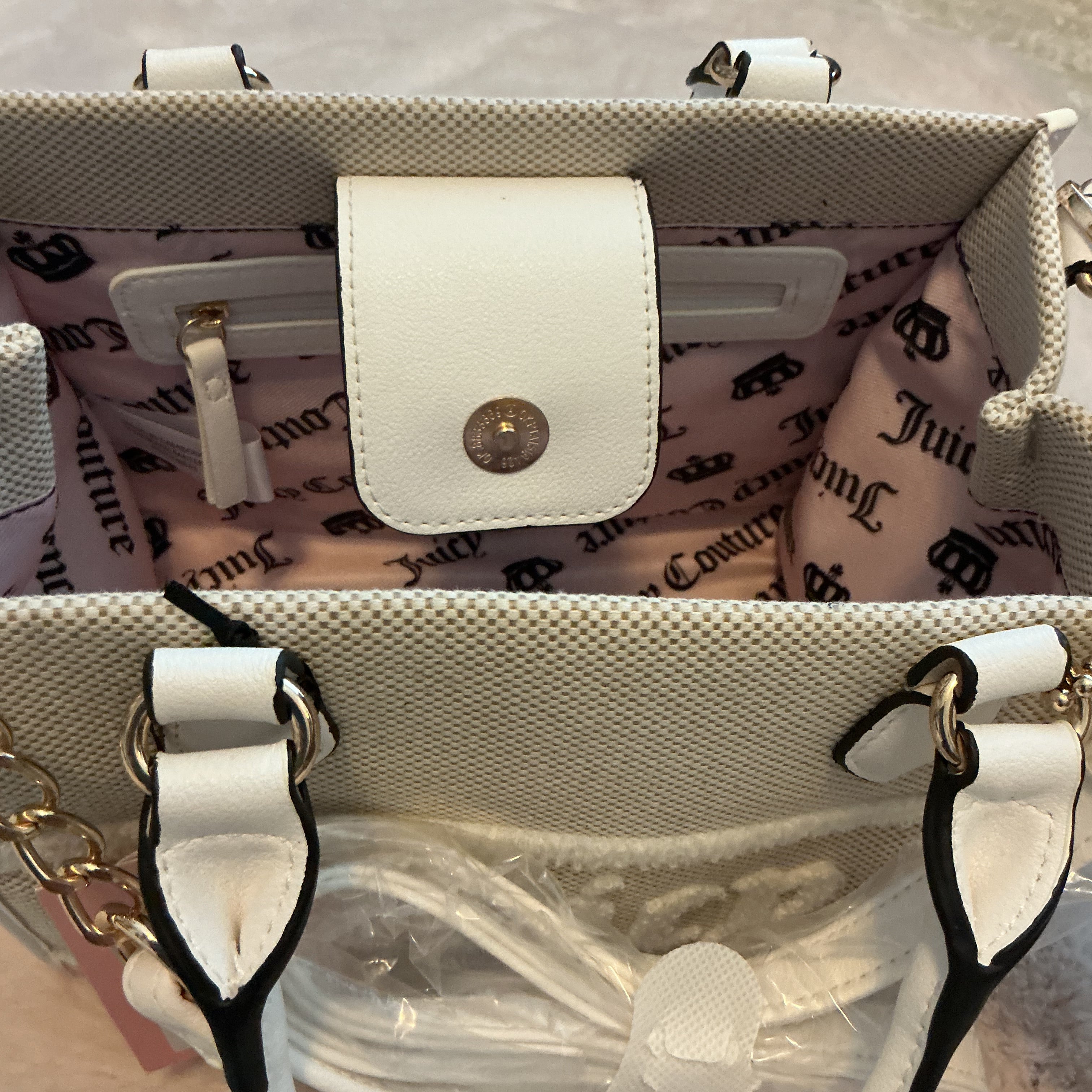 JUICY COUTURE MINI TOTE WITH BAG CHARM AND CROSSBODY STRAP