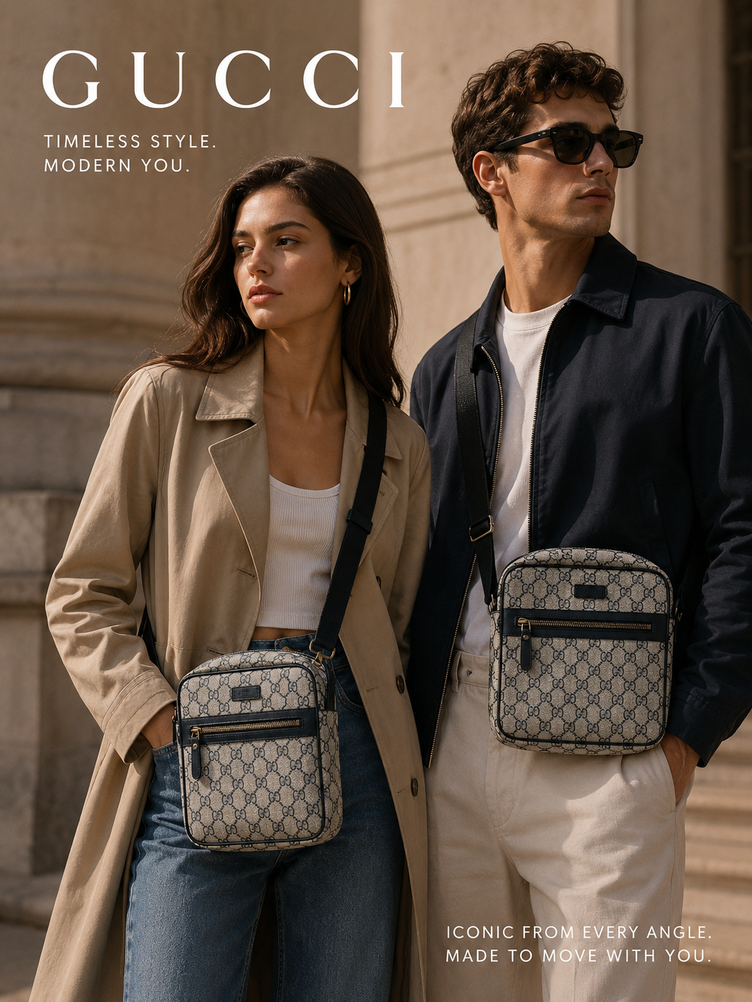 GUCCI GG MONOGRAM SUPREME MESSENGER CANVAS CROSSBODY