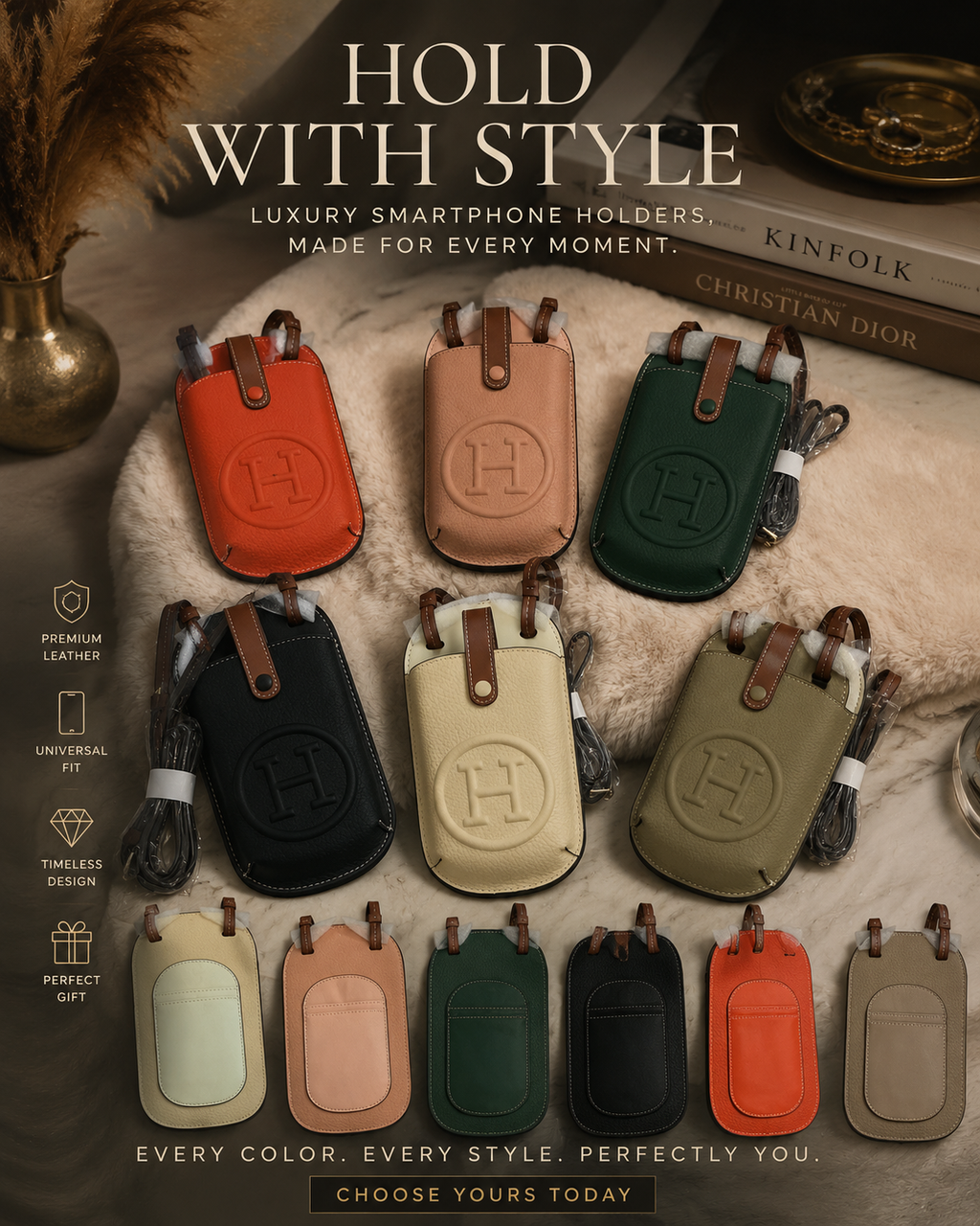LEATHER SMARTPHONE HOLDER CROSSBODY STRAP CARD SLOTS