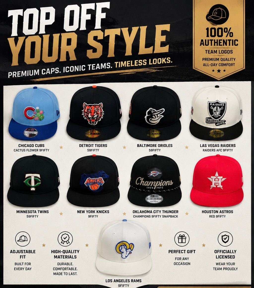 LOT OF 9 SPORTS BASEBALL CAPS