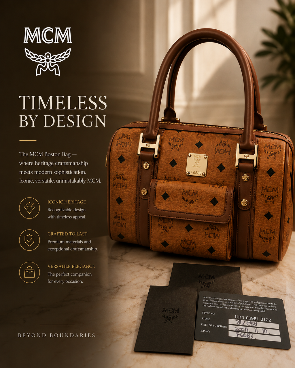 MCM LIMITED EDITION MONOGRAM BOSTON BAG