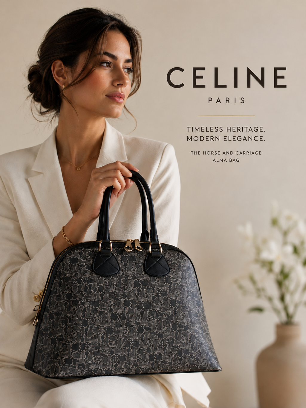 Celine Vintage Monogram Horse and Carriage Alma