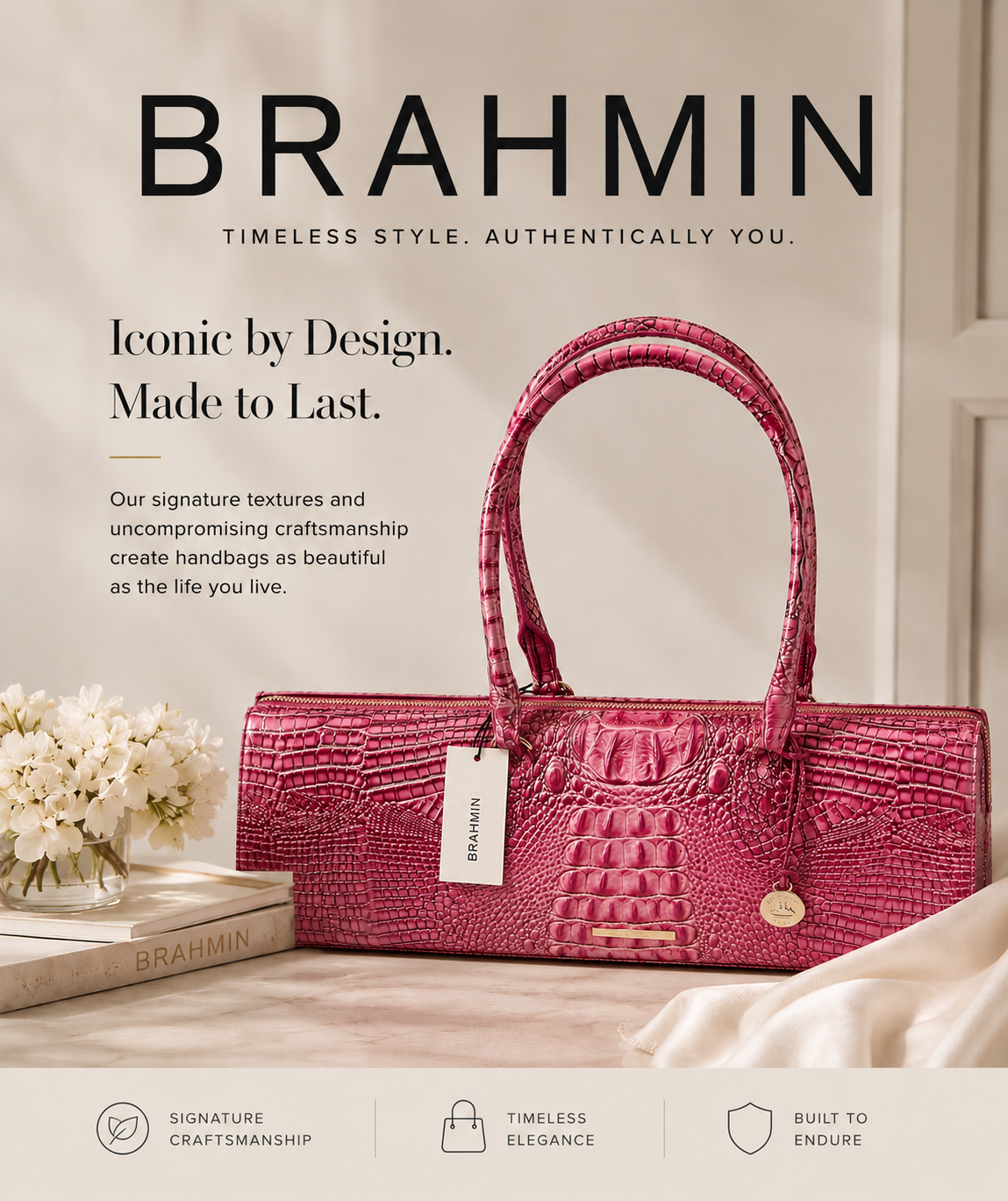BRAHMIN SOPHIA FRENCH ROSE MELBOURNE BAG