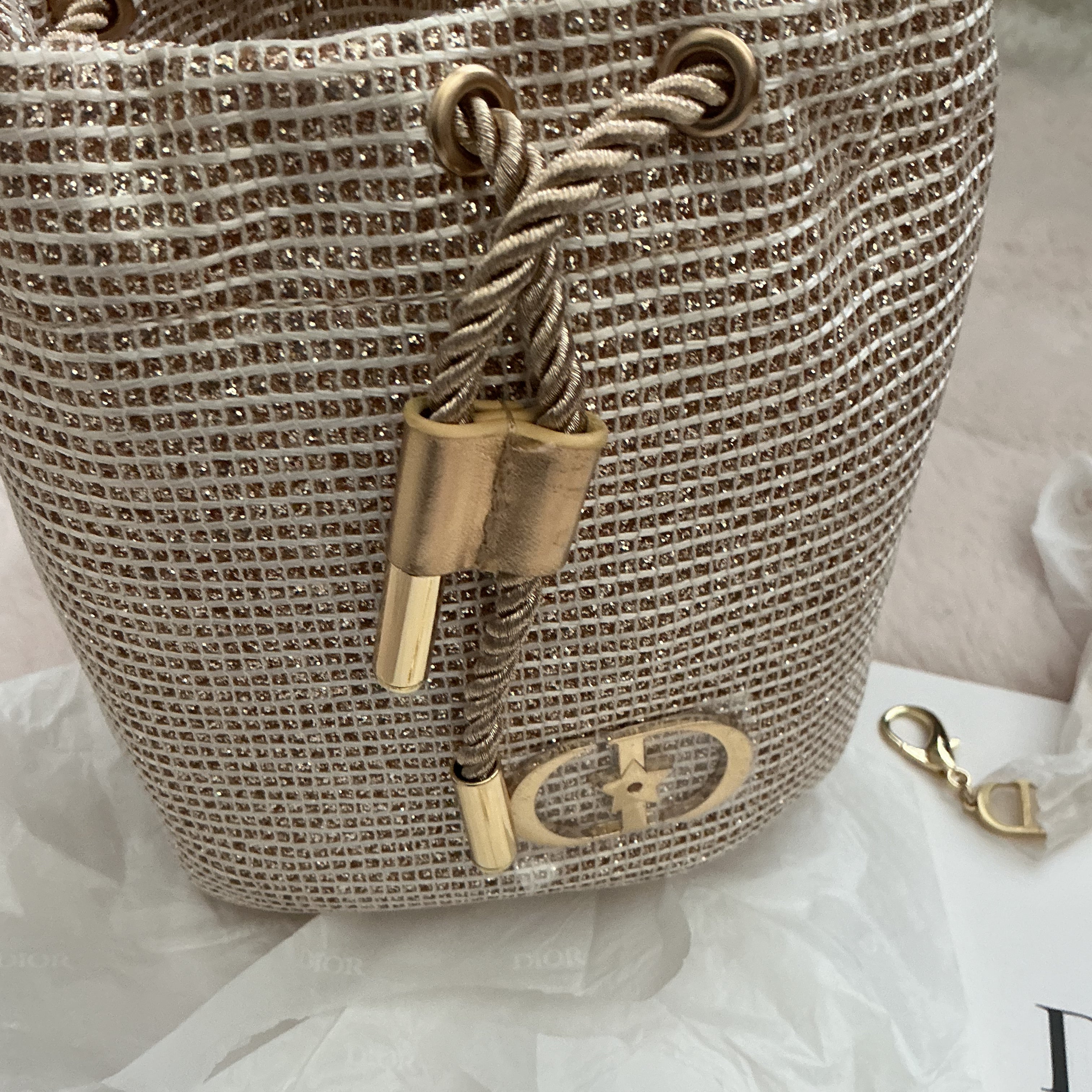 DIOR HOLIDAY COLLECTION BUCKET SLING WITH CROSSBODY CHAIN GWP ITEM
