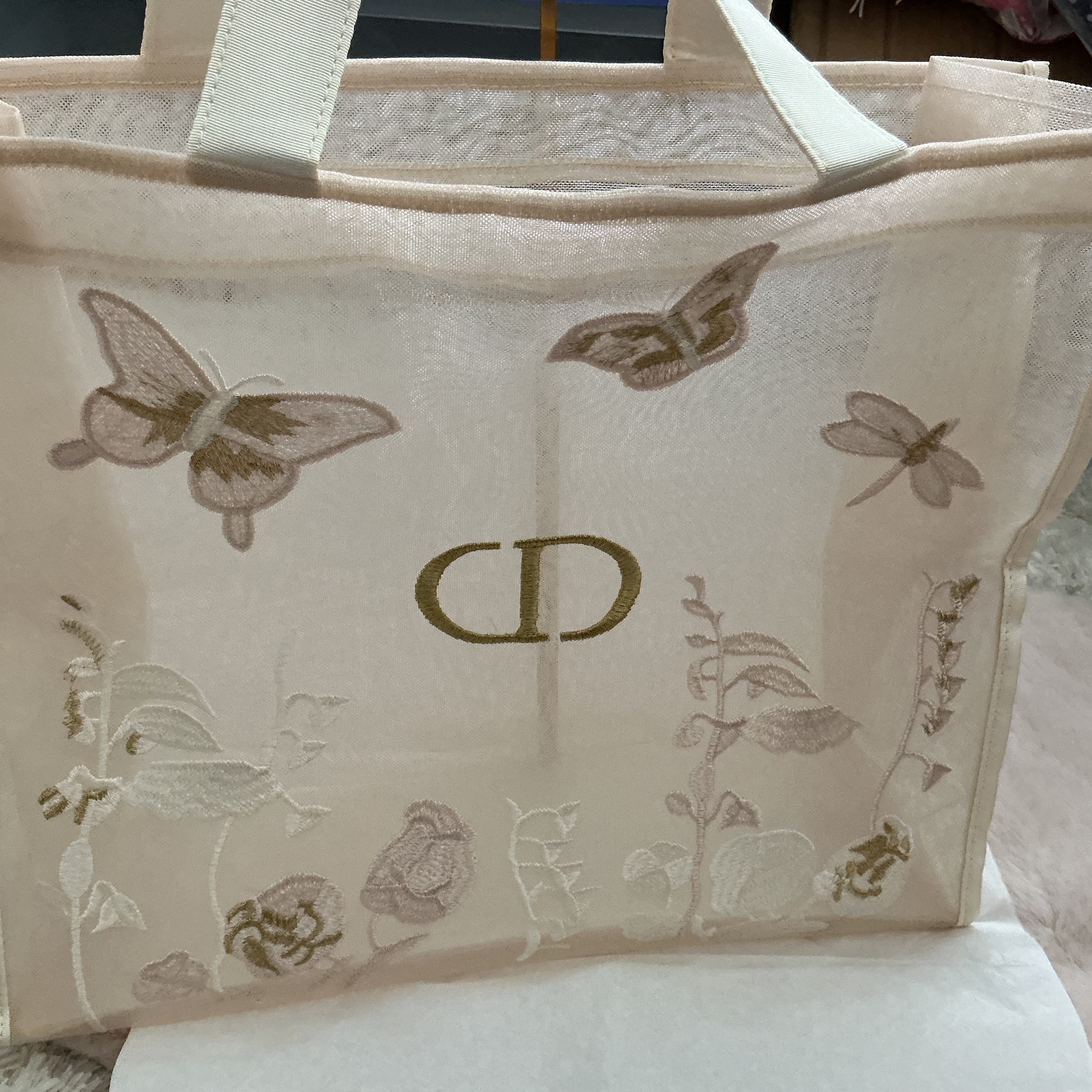 DIOR BUTTERFLY LARGE TOTE WITH MATCHING POUCH GWP ITEM