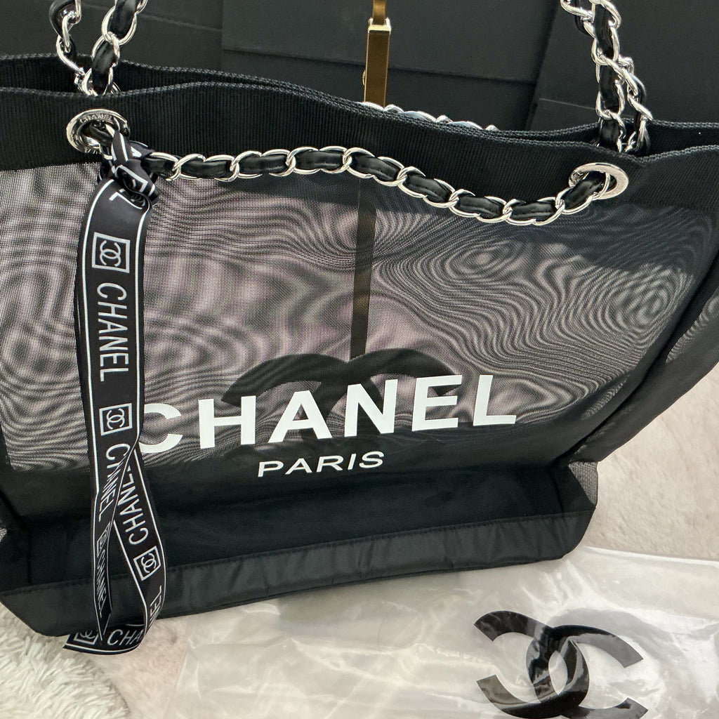 CHANEL LARGE MESH TOTE WITH MATCHING POUCH GWP ITEM