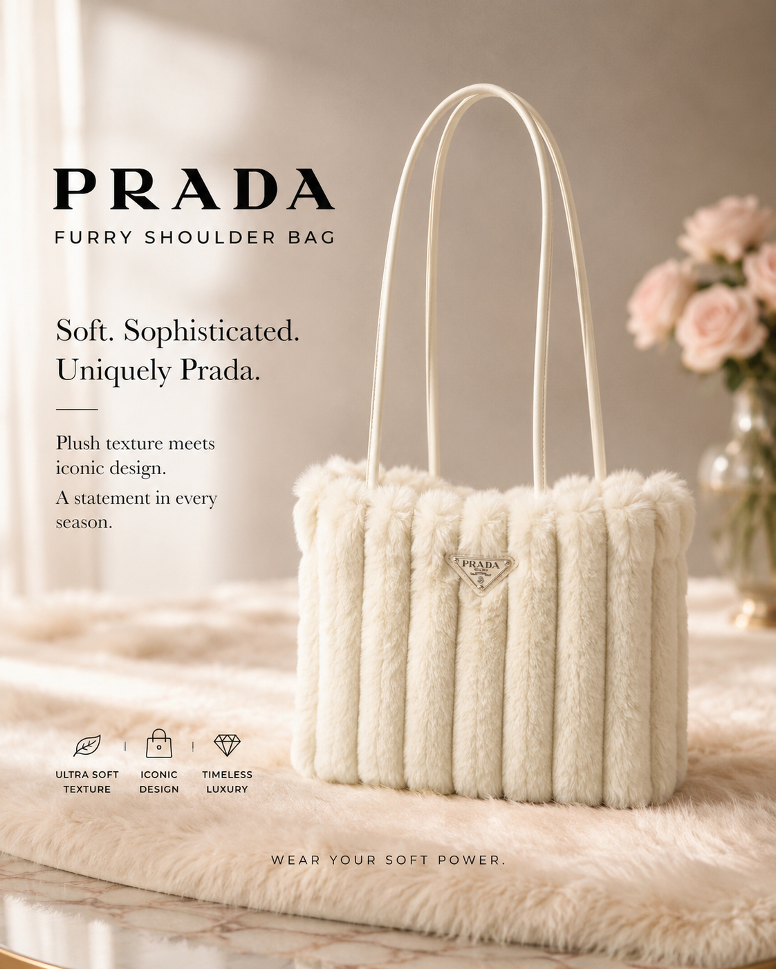 PRADA FURRY SHOULDER BAG