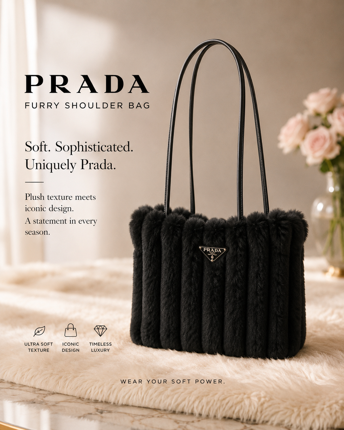 PRADA FURRY SHOULDER BAG