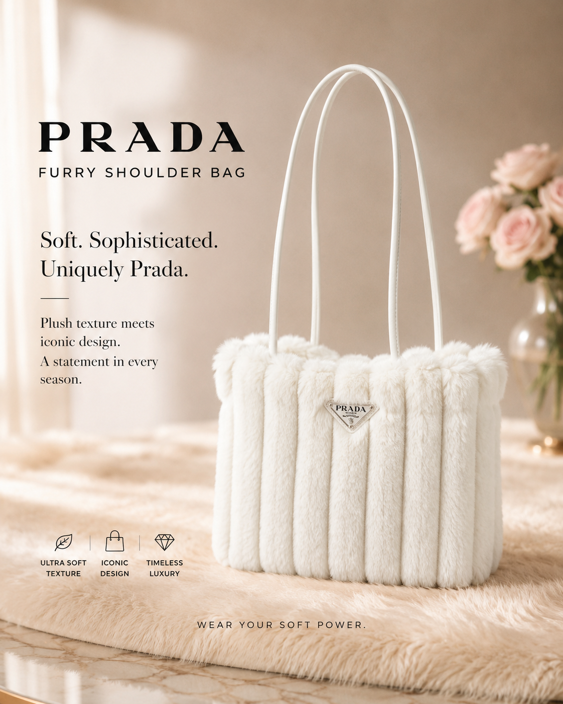 PRADA FURRY SHOULDER BAG