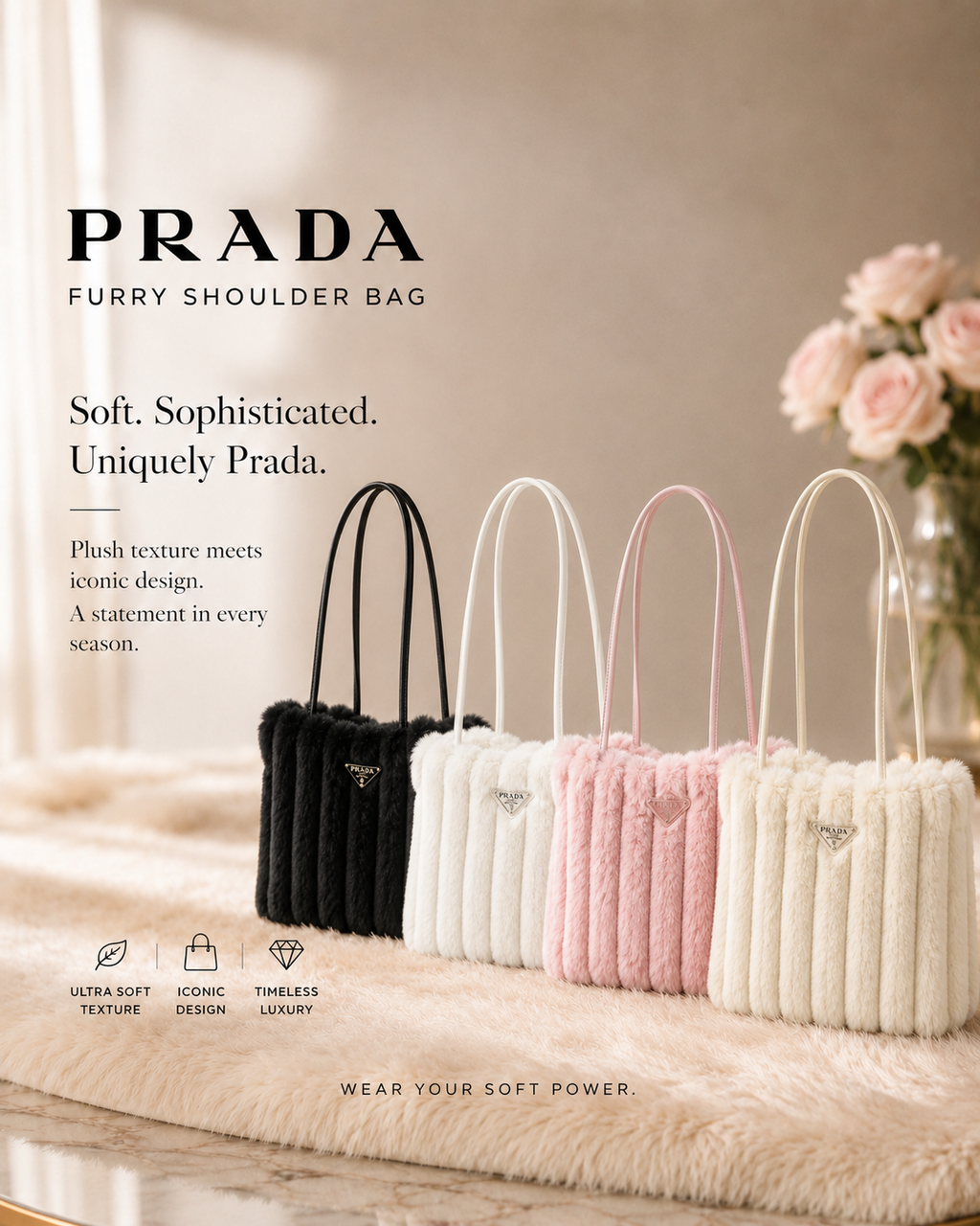 PRADA FURRY SHOULDER BAG