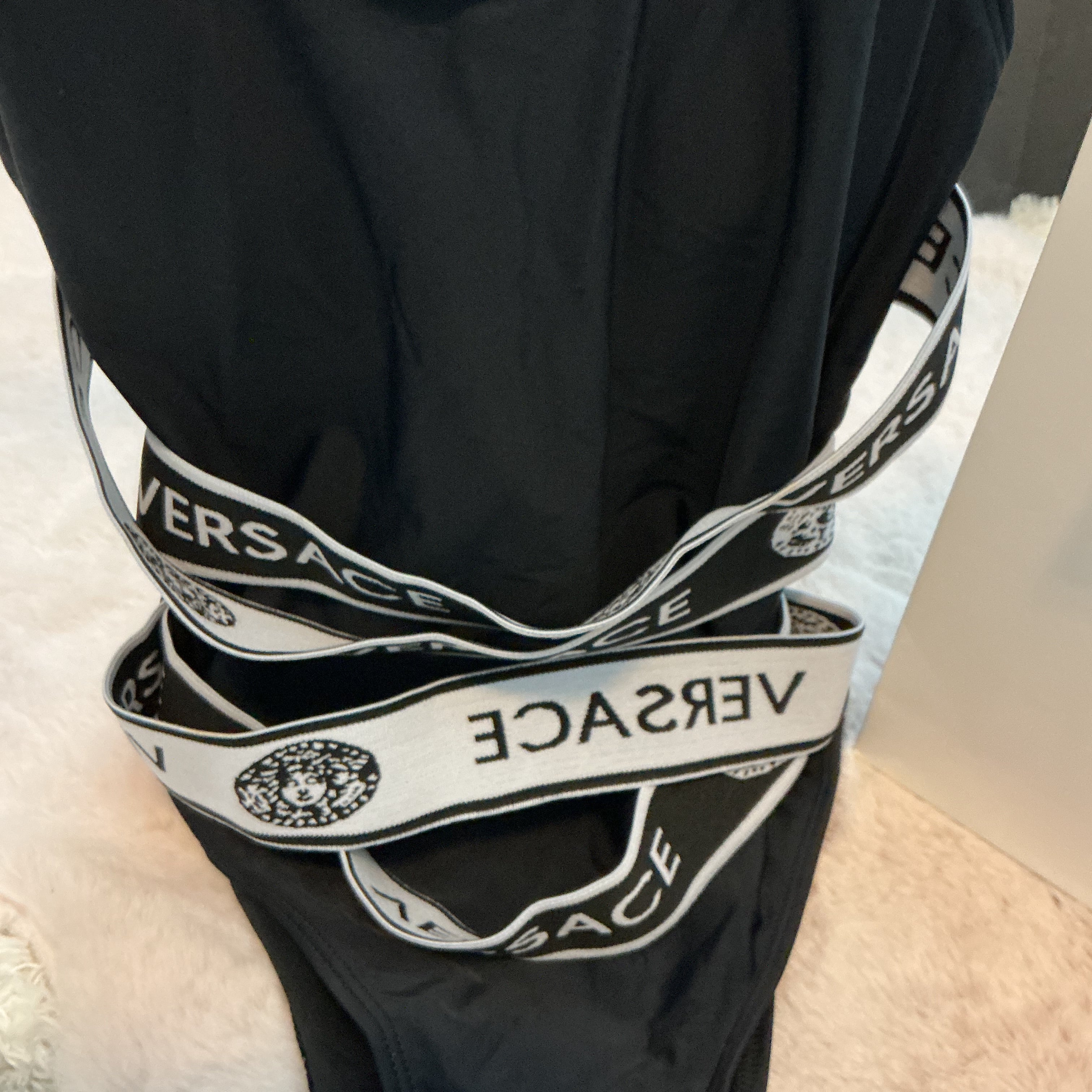 VERSACE 2 LOGO STRAPS ONE PIECE SWIMSUIT