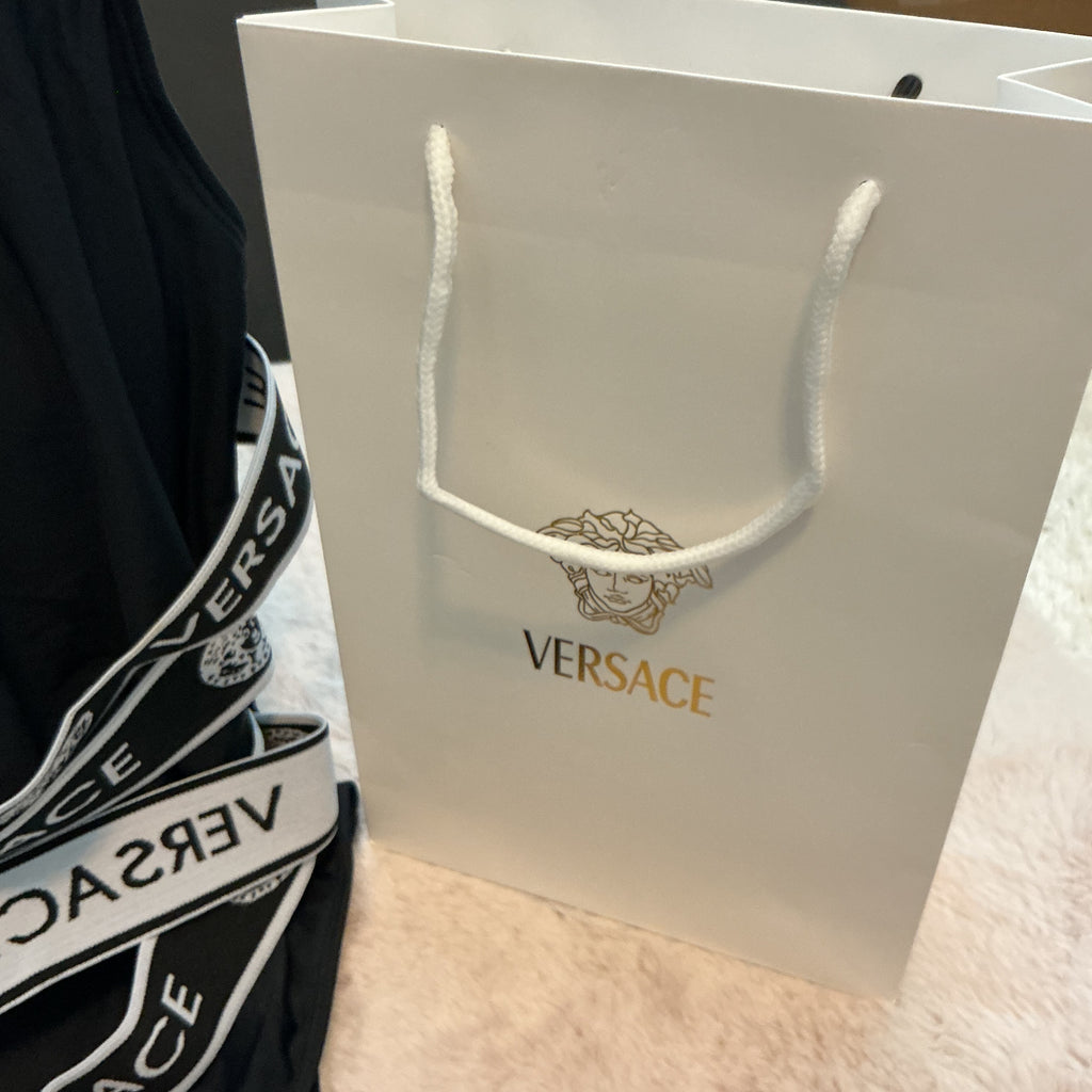 VERSACE 2 LOGO STRAPS ONE PIECE SWIMSUIT