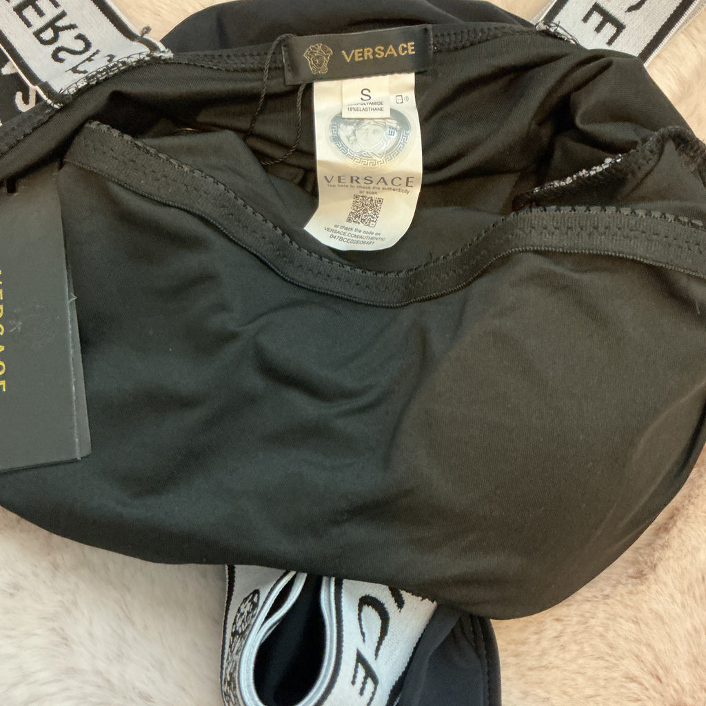 VERSACE 2 LOGO STRAPS ONE PIECE SWIMSUIT