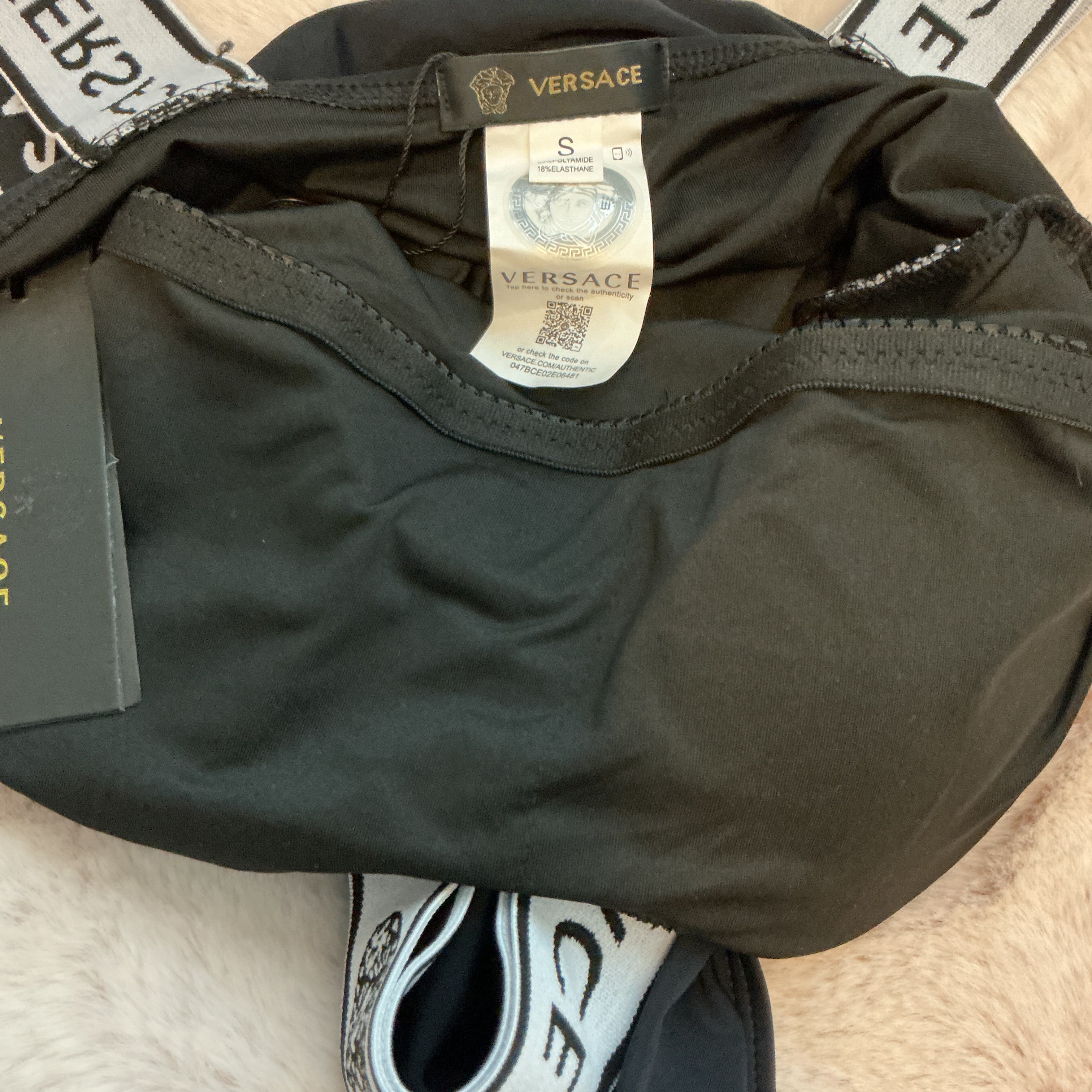 VERSACE 2 LOGO STRAPS ONE PIECE SWIMSUIT