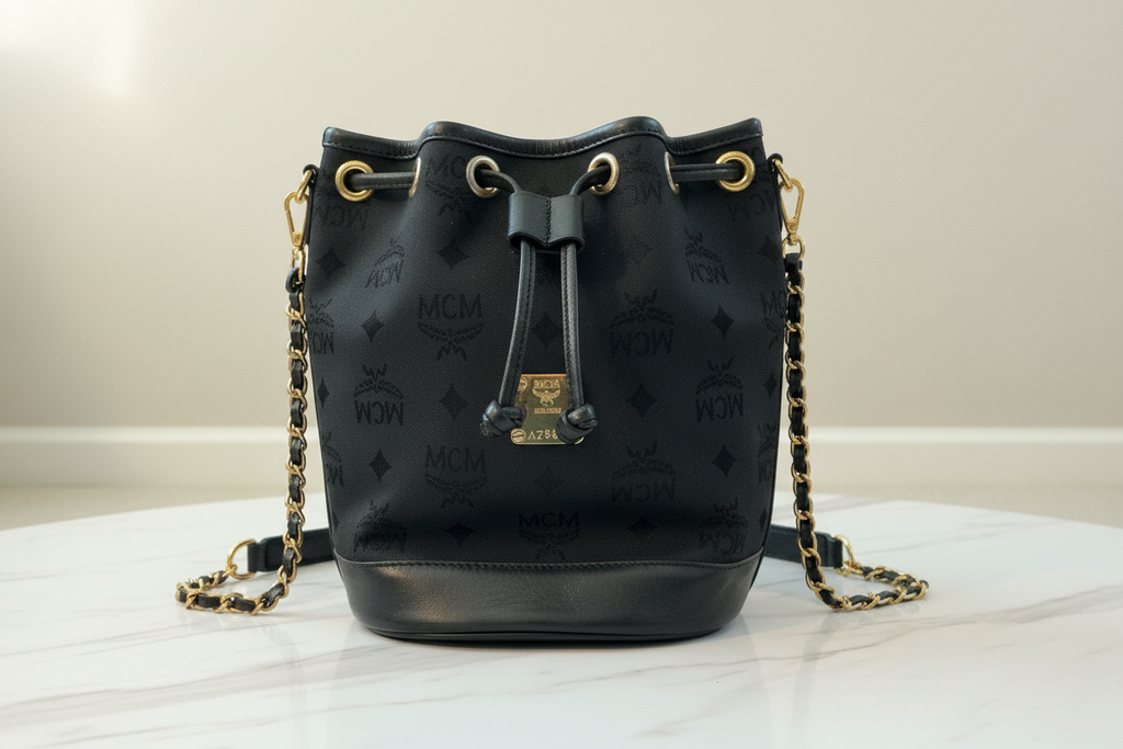 MCM BUCKET BAG WITH CROSSBODY CHAIN