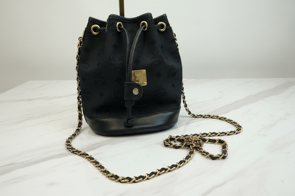 MCM BUCKET BAG WITH CROSSBODY CHAIN