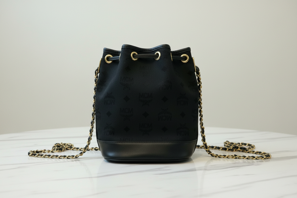 MCM BUCKET BAG WITH CROSSBODY CHAIN