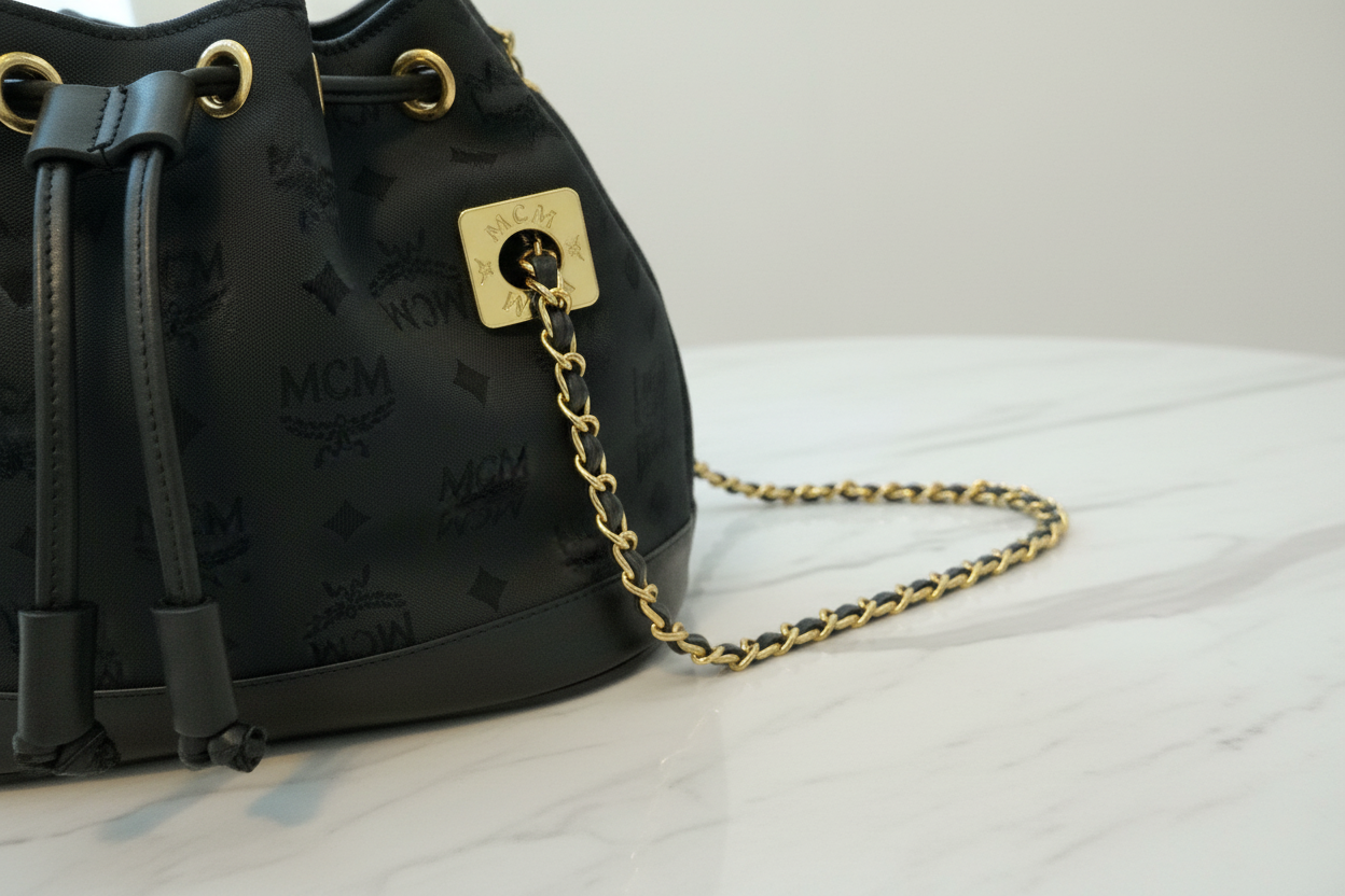 MCM BUCKET BAG WITH CROSSBODY CHAIN