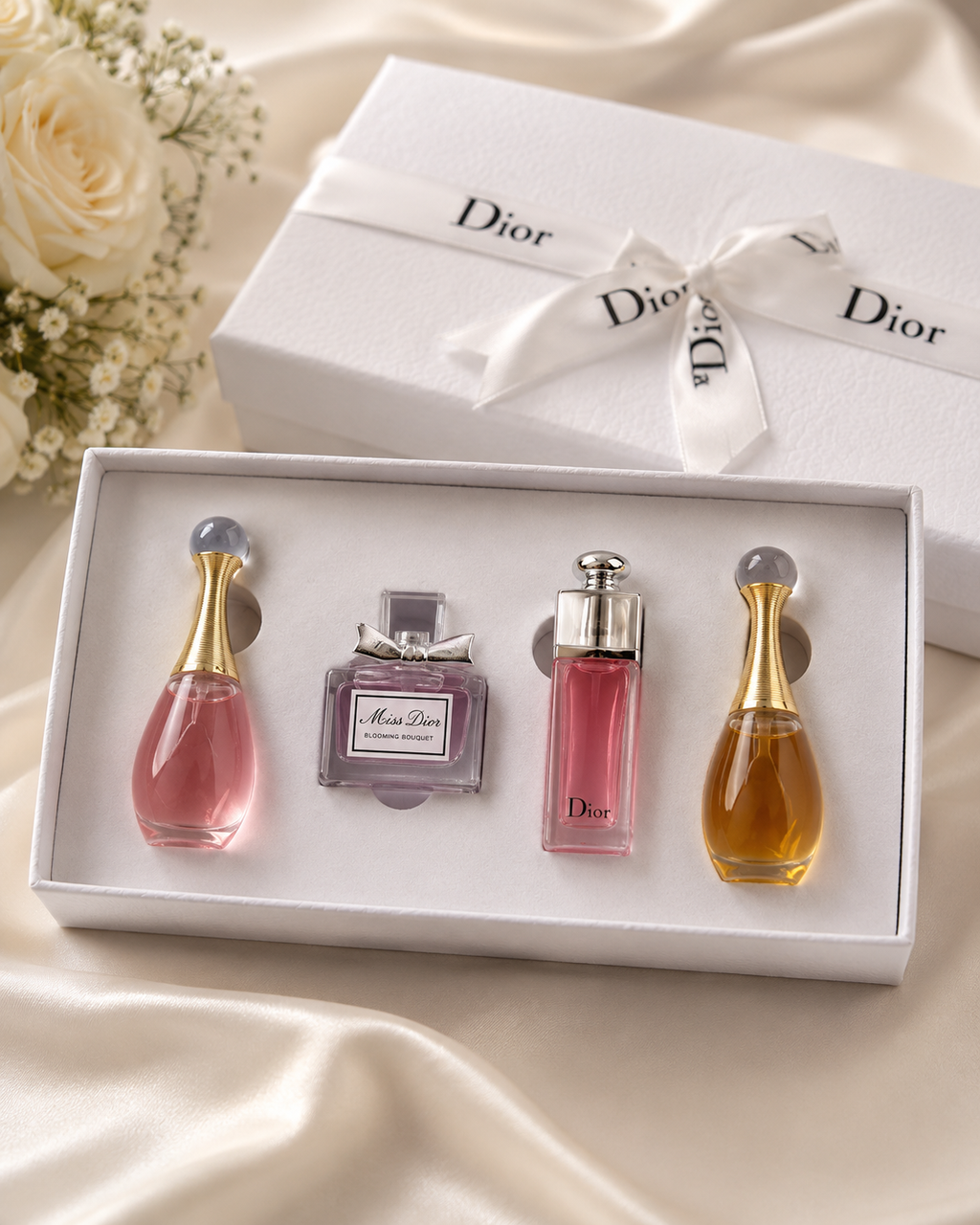 DIOR WHITE BOX 4 PIECE FLORAL FRESH FRAGRANCE SET