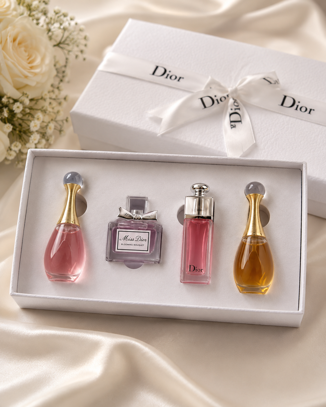 DIOR WHITE BOX 4 PIECE FLORAL FRESH FRAGRANCE SET
