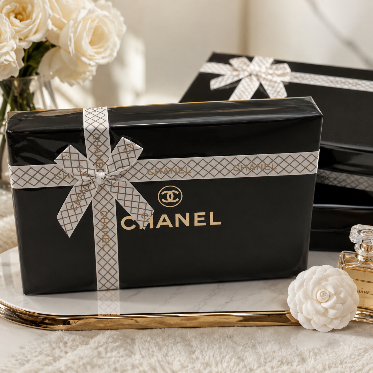 CHANEL SATIN 5 PIECE PERFUME SET