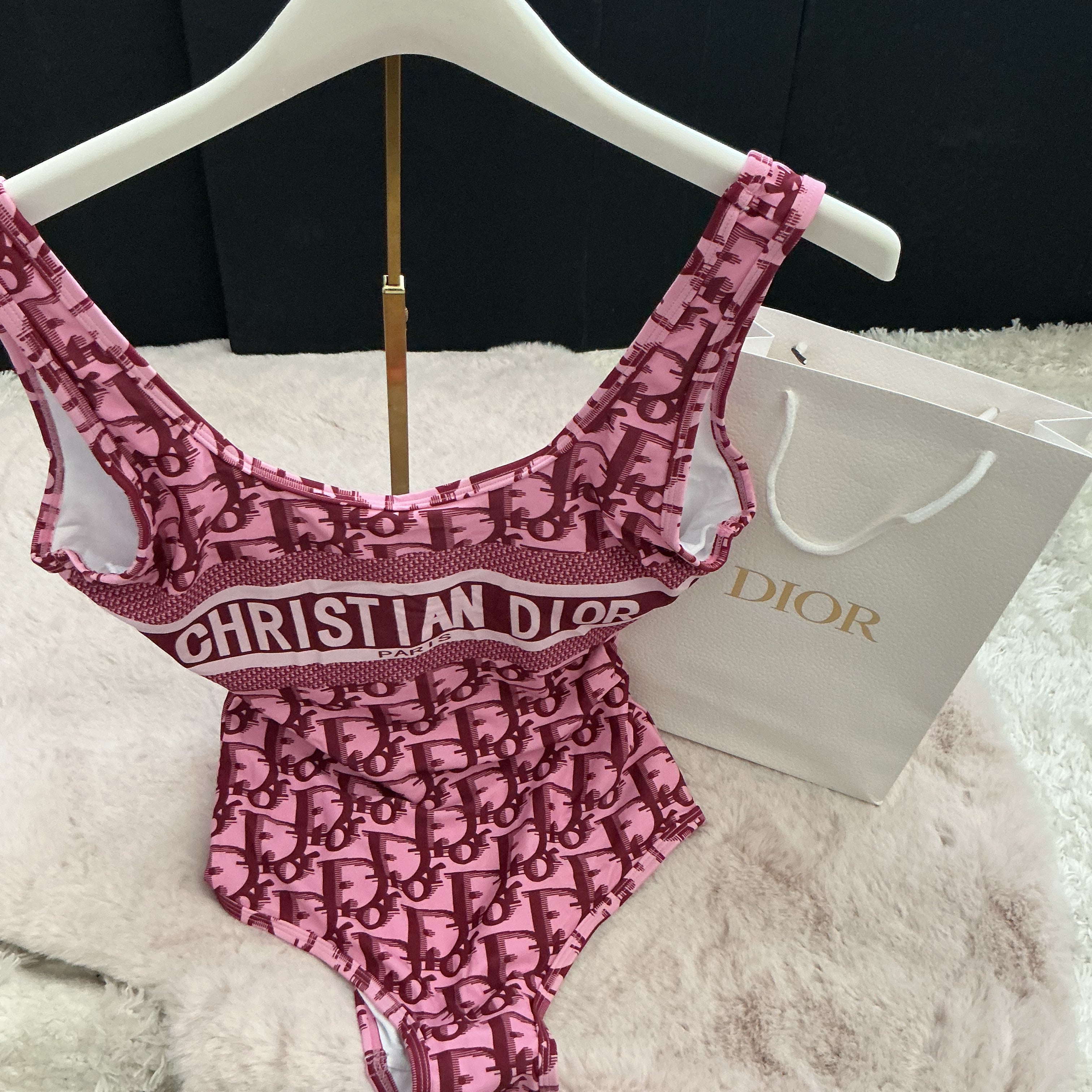 Christian Dior Logo One Piece Swimsuit Size Small  with gift bag