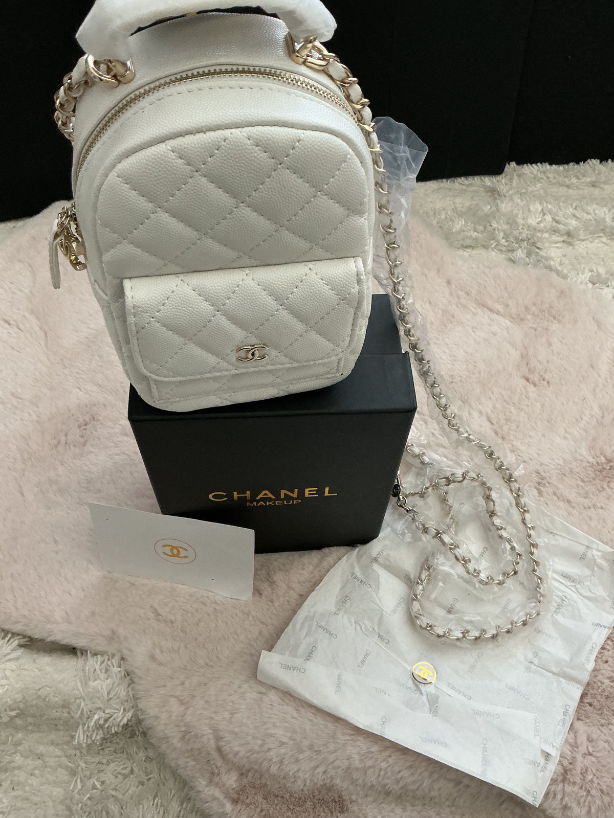 Chanel Makeup Line Mini Backpack with Double Chain comes with Gift Box VIP ITEM
