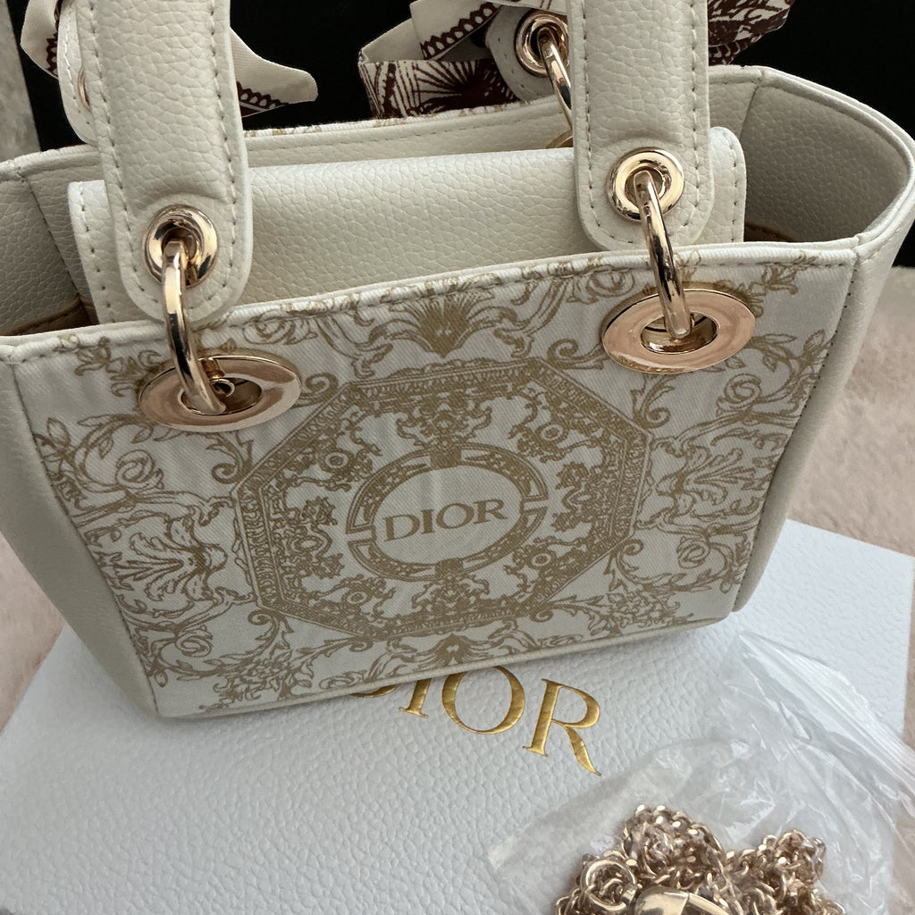Dior Lady Hand Bag with Bag Charm,Twilly and Crossbody Chain VIP ITEM