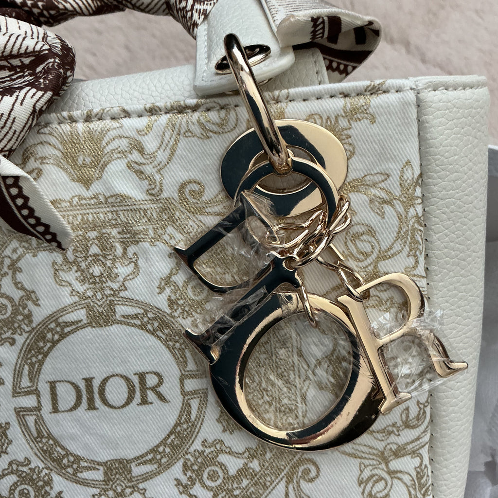 Dior Lady Hand Bag with Bag Charm,Twilly and Crossbody Chain VIP ITEM
