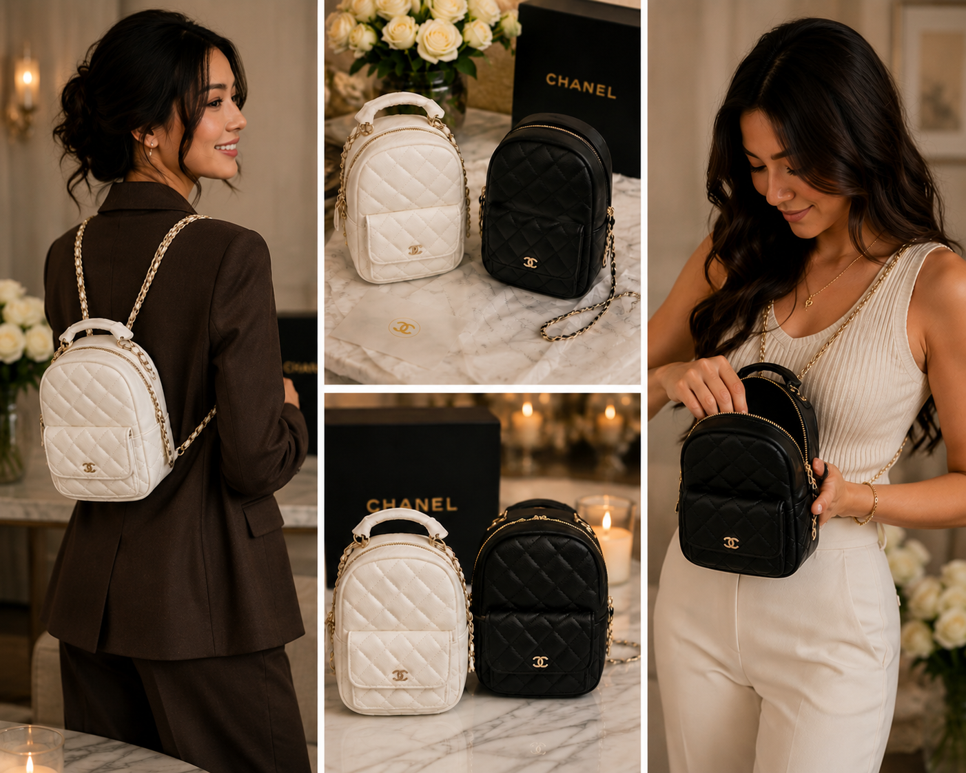Chanel Makeup  Mini Backpack with Double Chain comes with Gift Box VIP ITEM