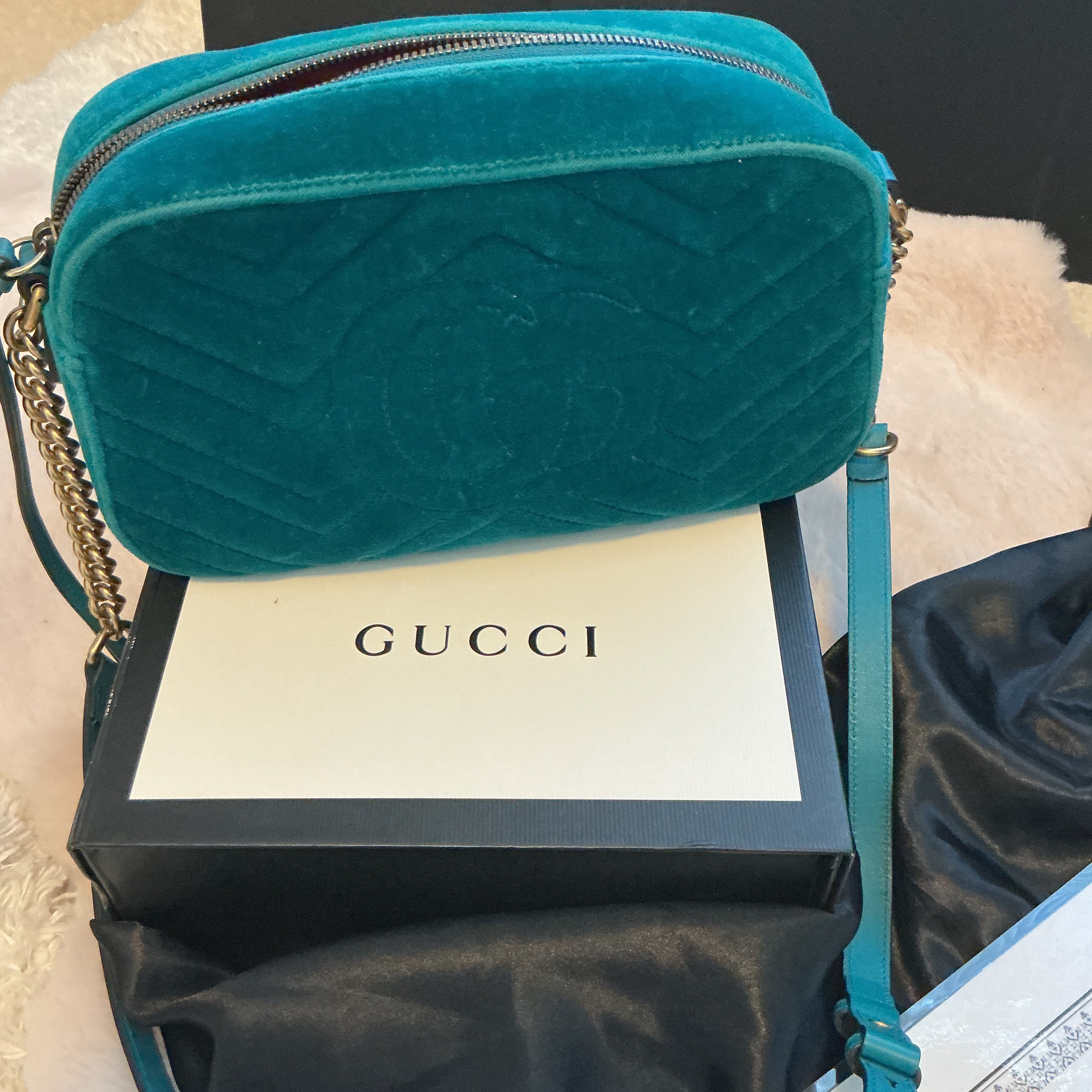 Gucci MARMONT Velvet Shoulder Crossbody Bag