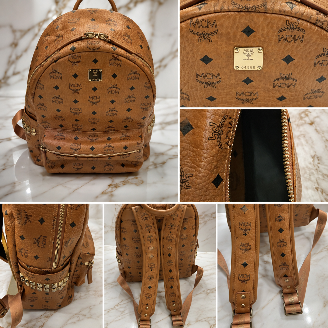 MCM GM Monogram Cognac Backpack LIMITED EDITION