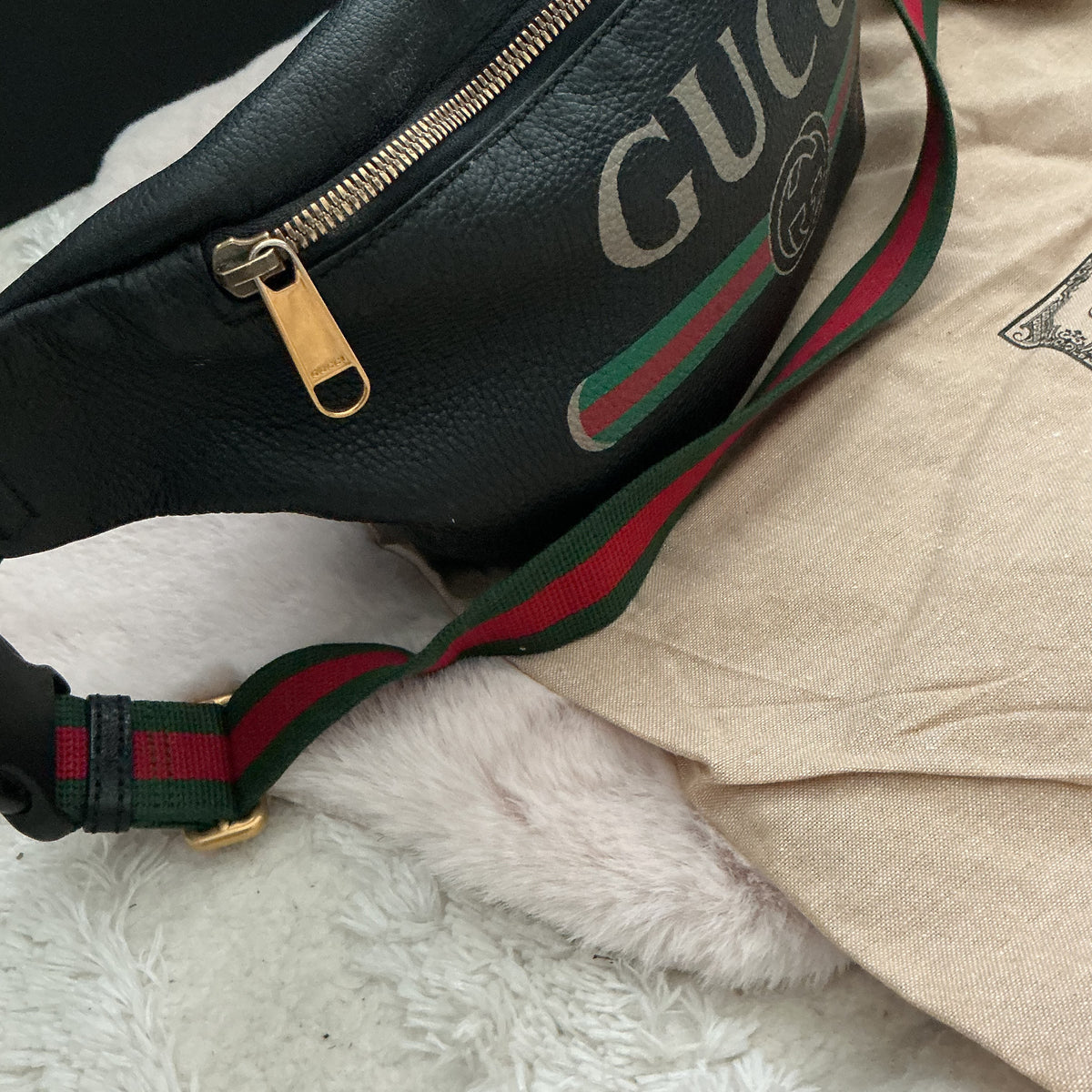 GUCCI CHERRY RED AND LIME BUMBAG MM SIZE