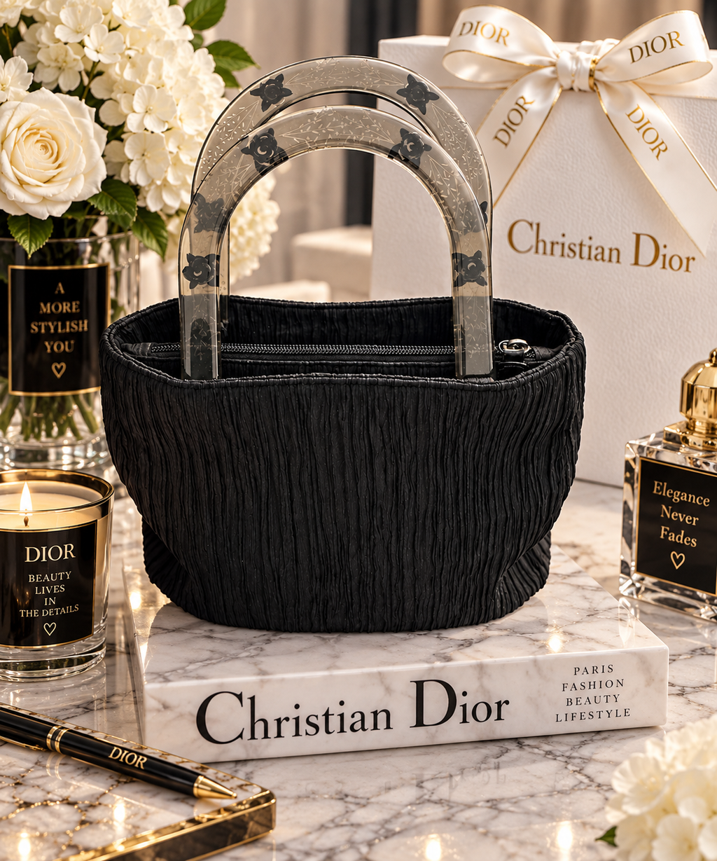 Christian Dior Nylon Double Clear Handle Bag