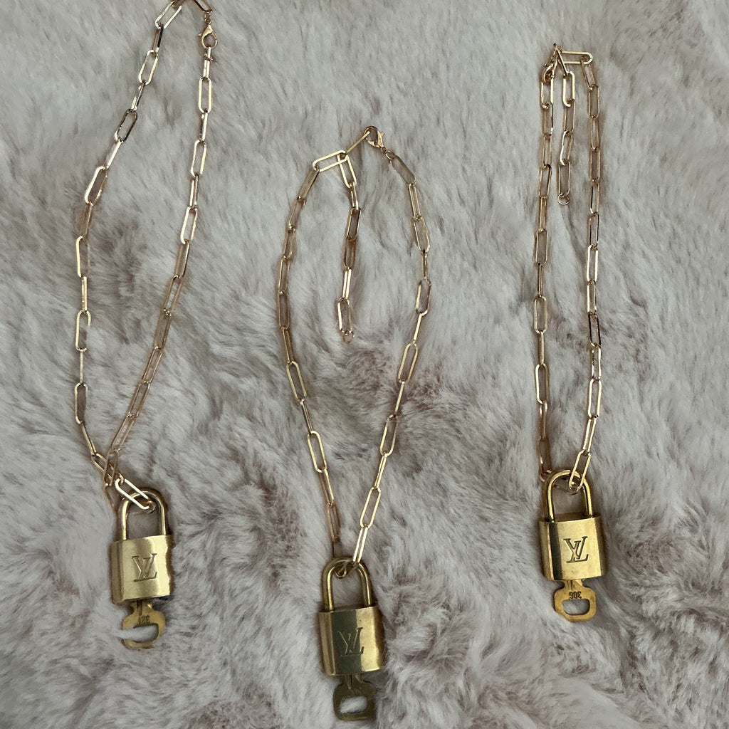 Louis Vuitton Authentic  Lock and Key Necklace Upcycled