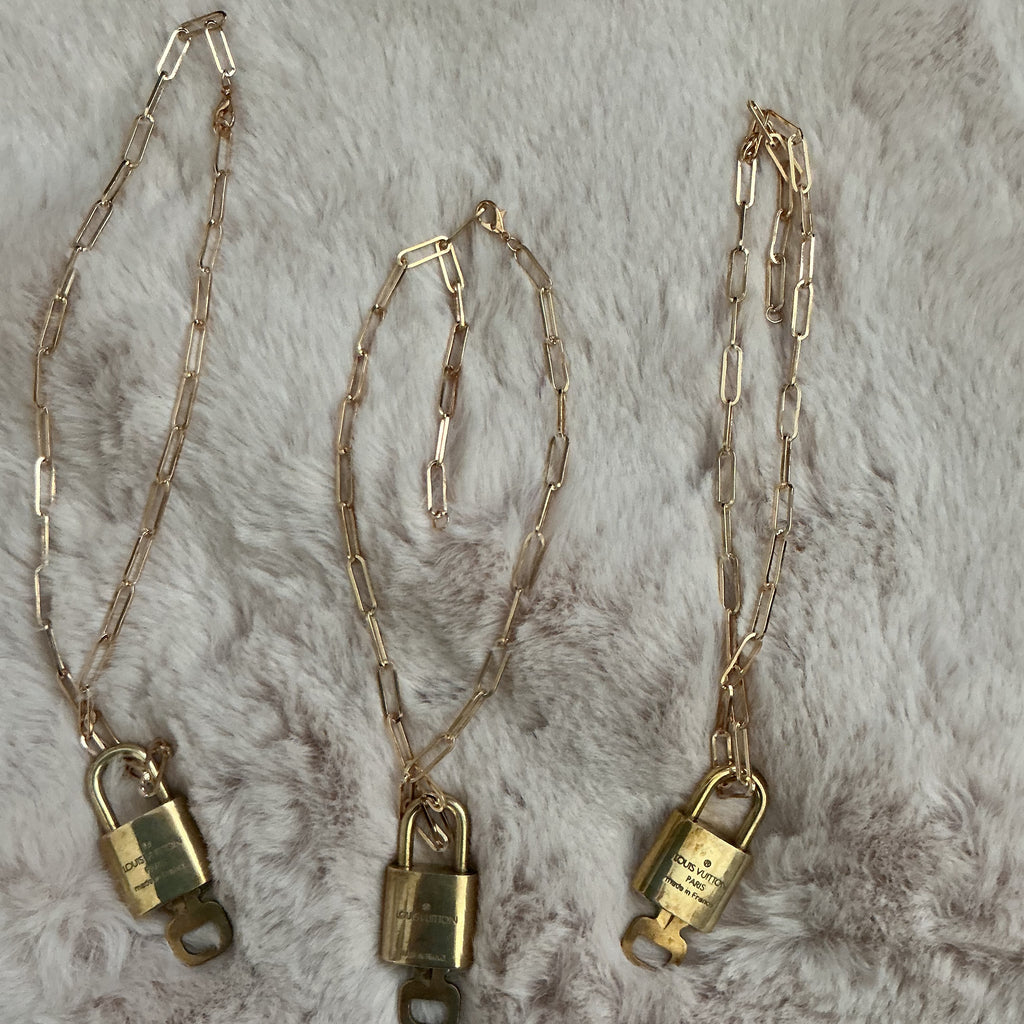 Louis Vuitton Authentic  Lock and Key Necklace Upcycled