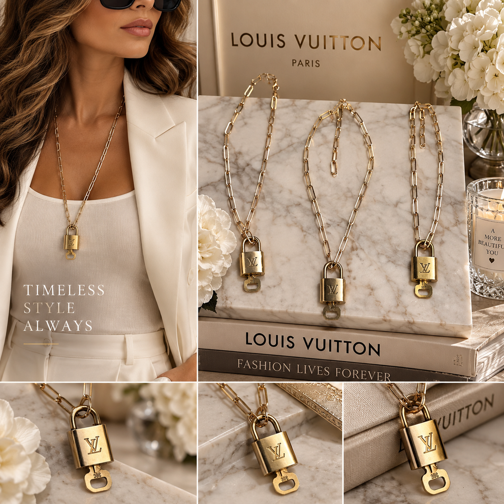 Louis Vuitton Authentic  Lock and Key Necklace Upcycled