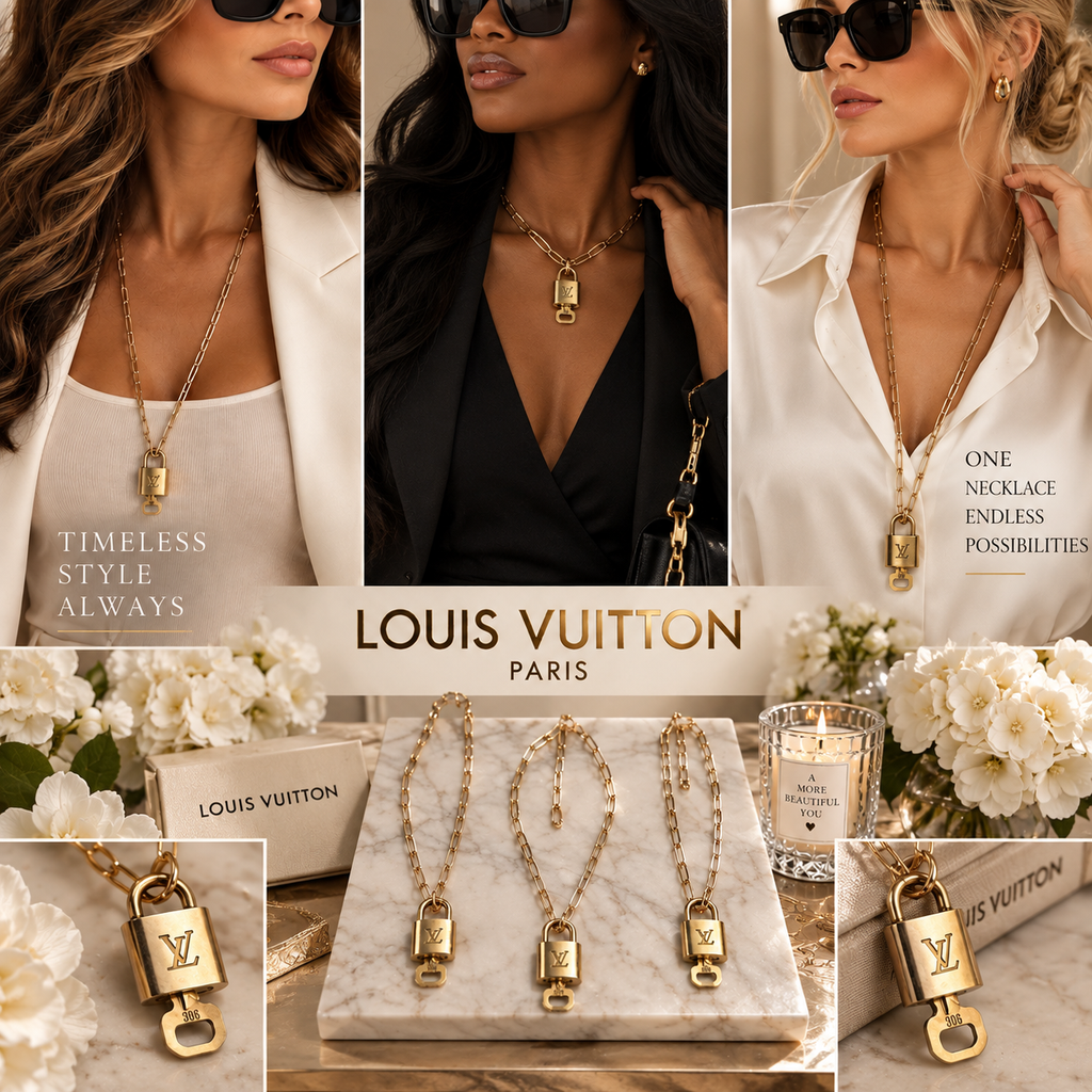 Louis Vuitton Authentic  Lock and Key Necklace Upcycled