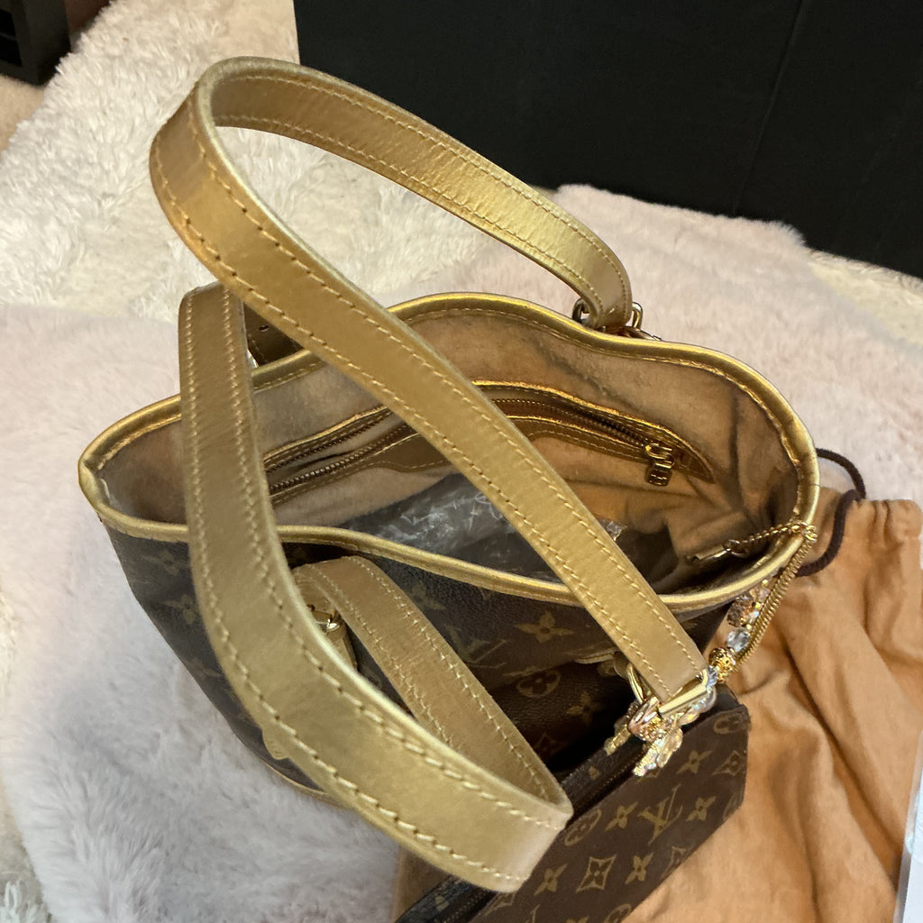 Louis Vuitton Petit PM Monogram Shoulder Bucket Bag with Mini Pouch