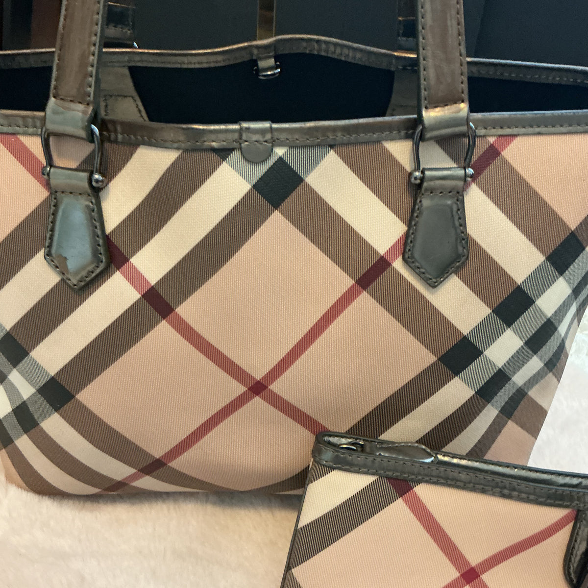 Burberry Nova Check MM Tote with Wristlet